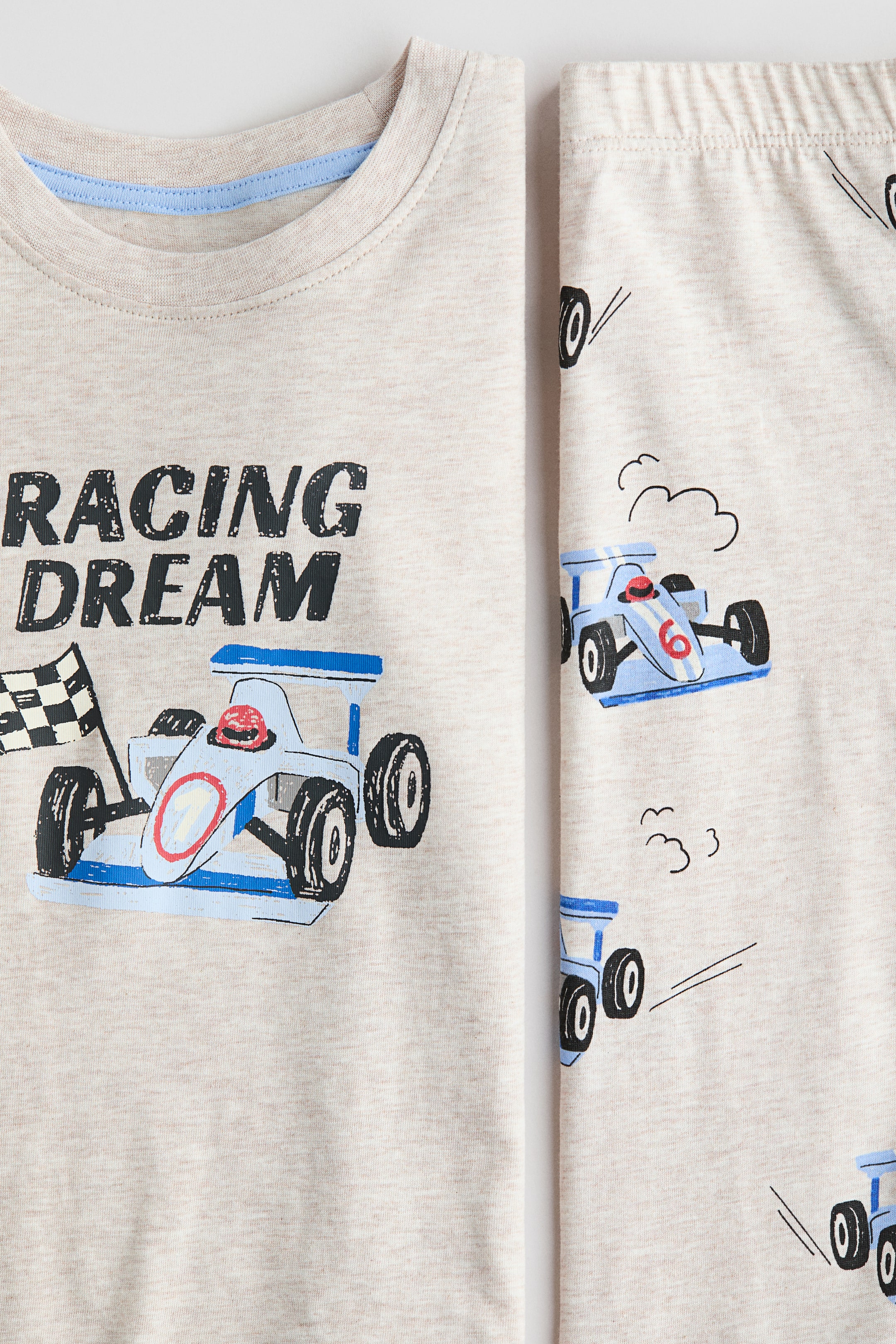 View larger image: Patterned jersey pyjamas - Beige marl/Racing car - Kids | H&M IN 2