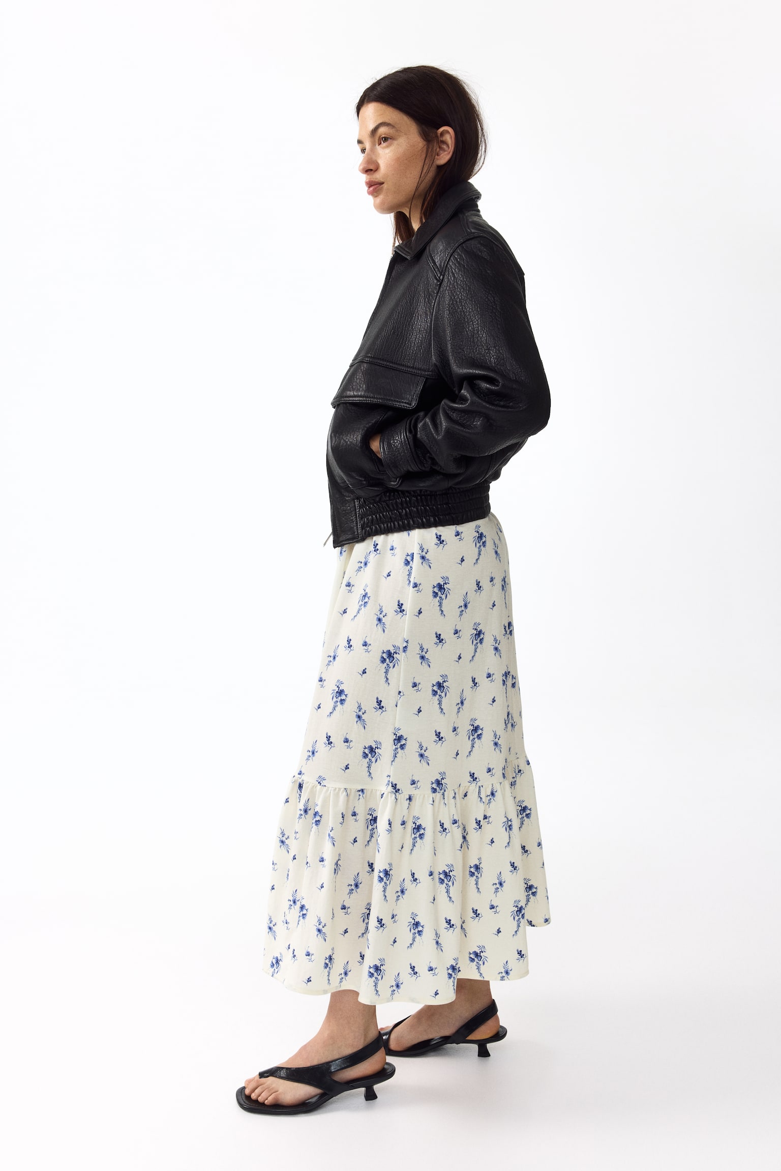 MAMA Puff-sleeved nursing dress - White/Floral - 8