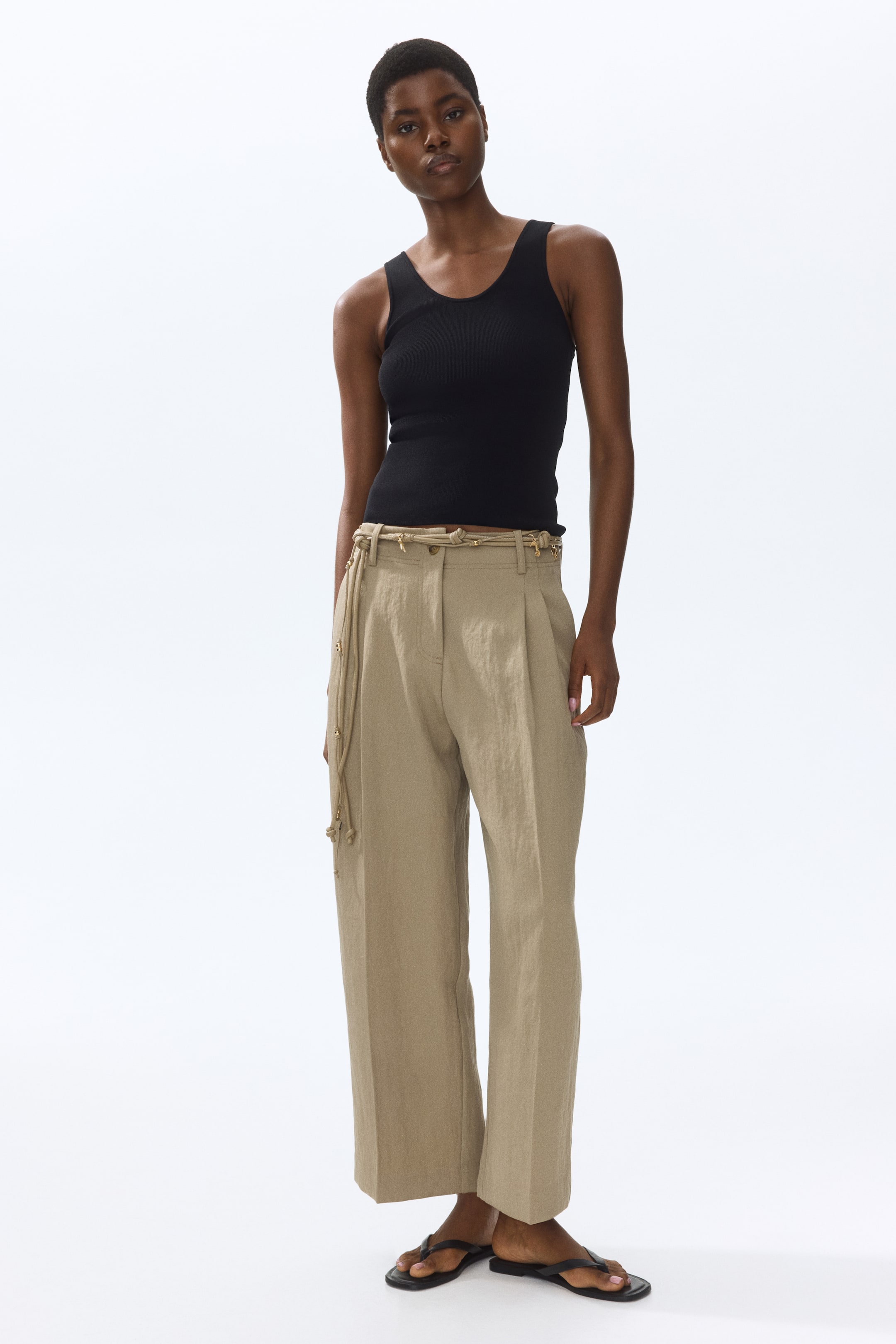 Prikaži veću sliku: Pantalone do gležnjeva od kepera - Bež - Ladies | H&M RS 1