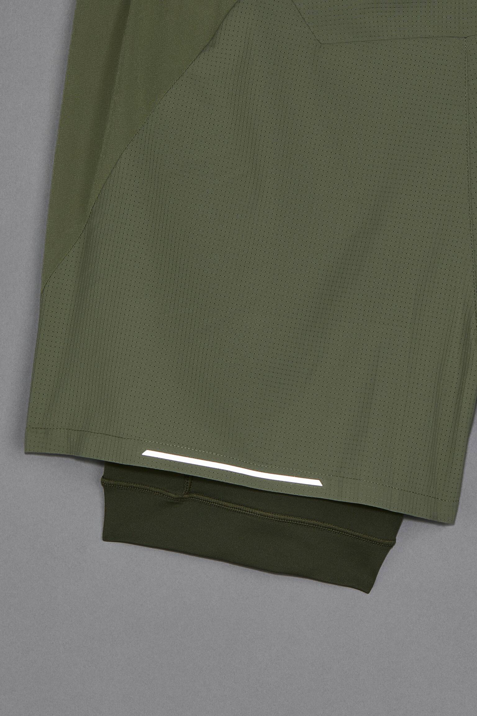 DryMove™ Double Layer Running Shorts - Khaki green/Light brown/Pattern/Khaki green/Pattern/Black - 2