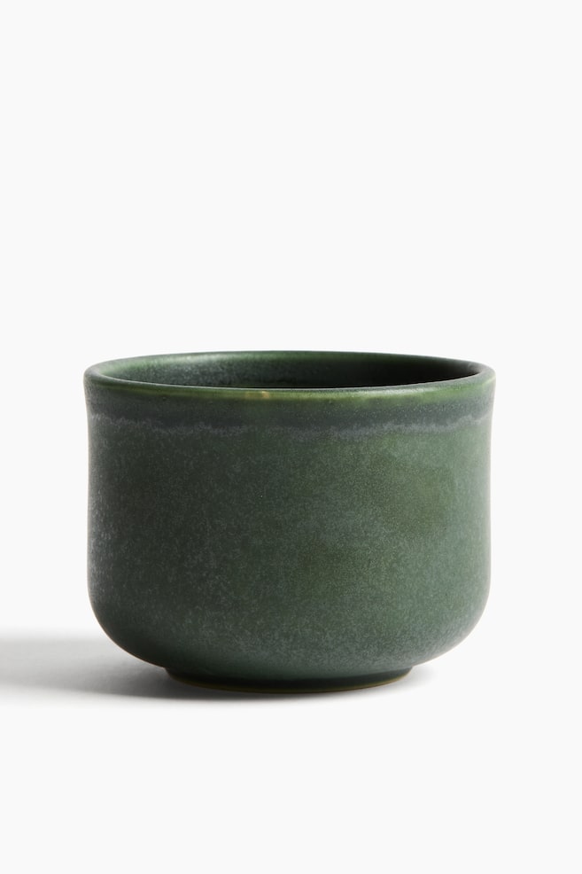 Mug à matcha en grès cérame - Vert foncé/Beige clair/Grège - 1