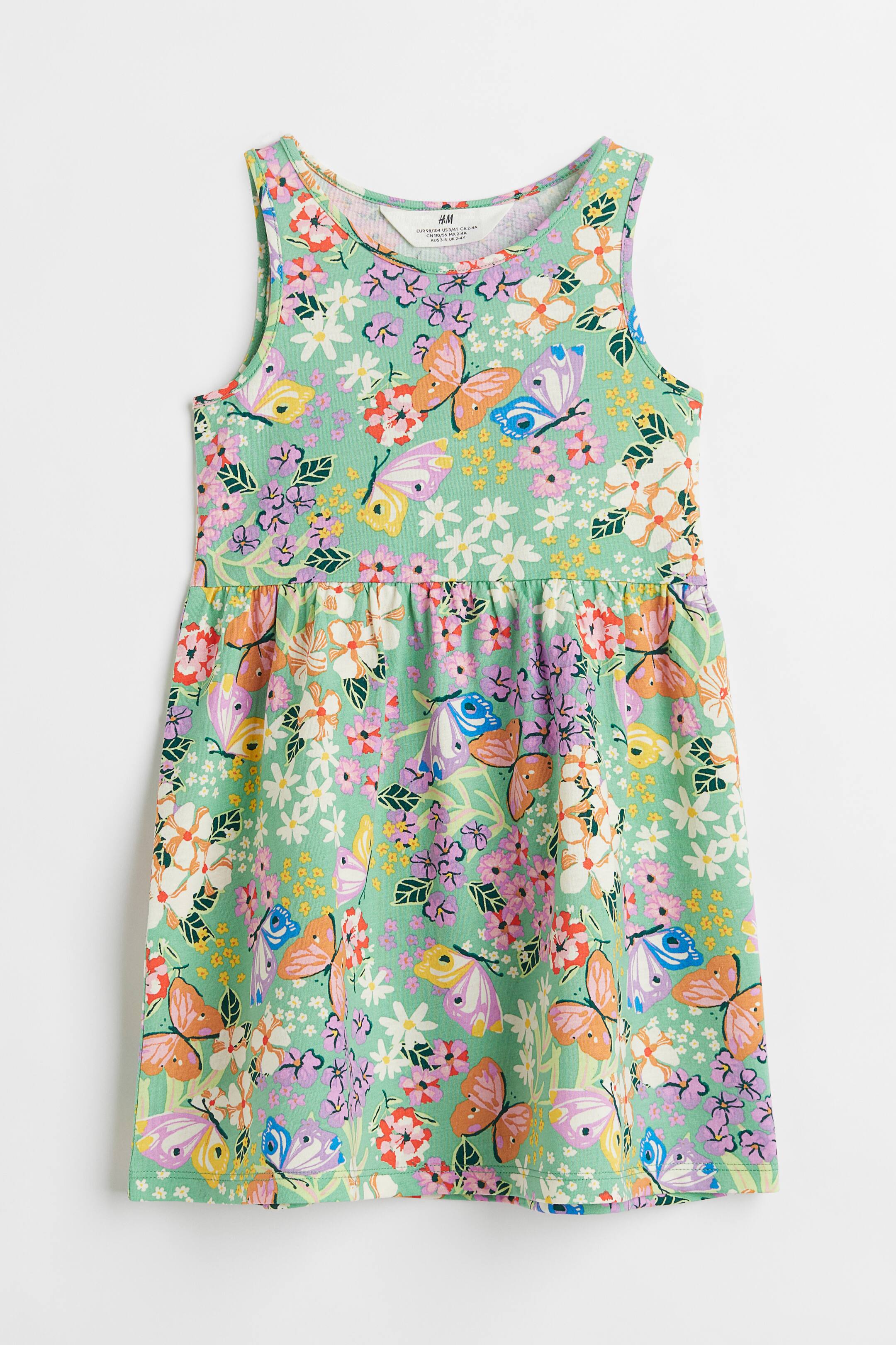 View larger image: Patterned jersey dress - Light green/Floral - Kids | H&M IN 1