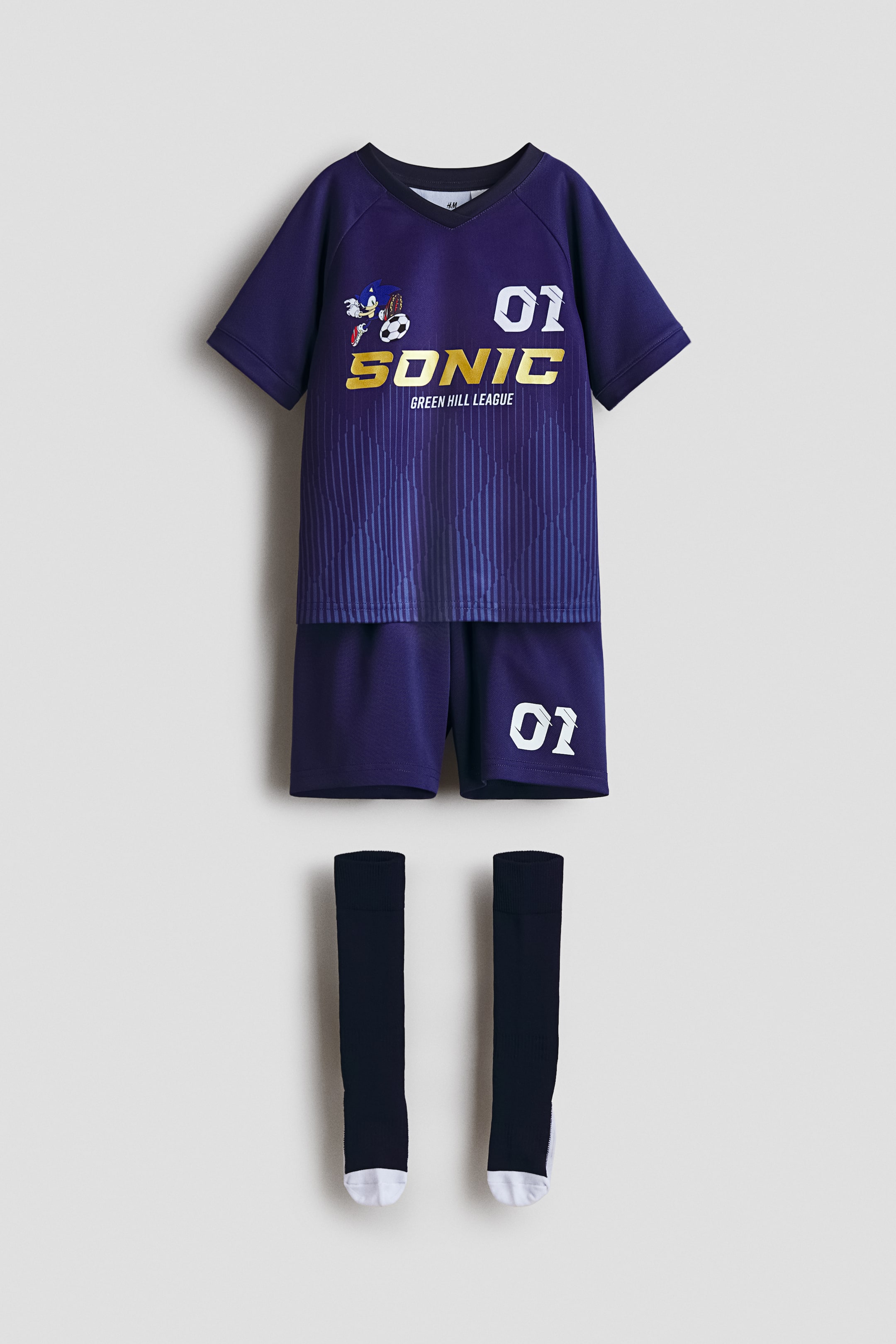 Ampliar la imagen: Conjunto de futbol de 3 piezas - Azul oscuro/Sonic the Hedgehog - Kids | H&M MX 1