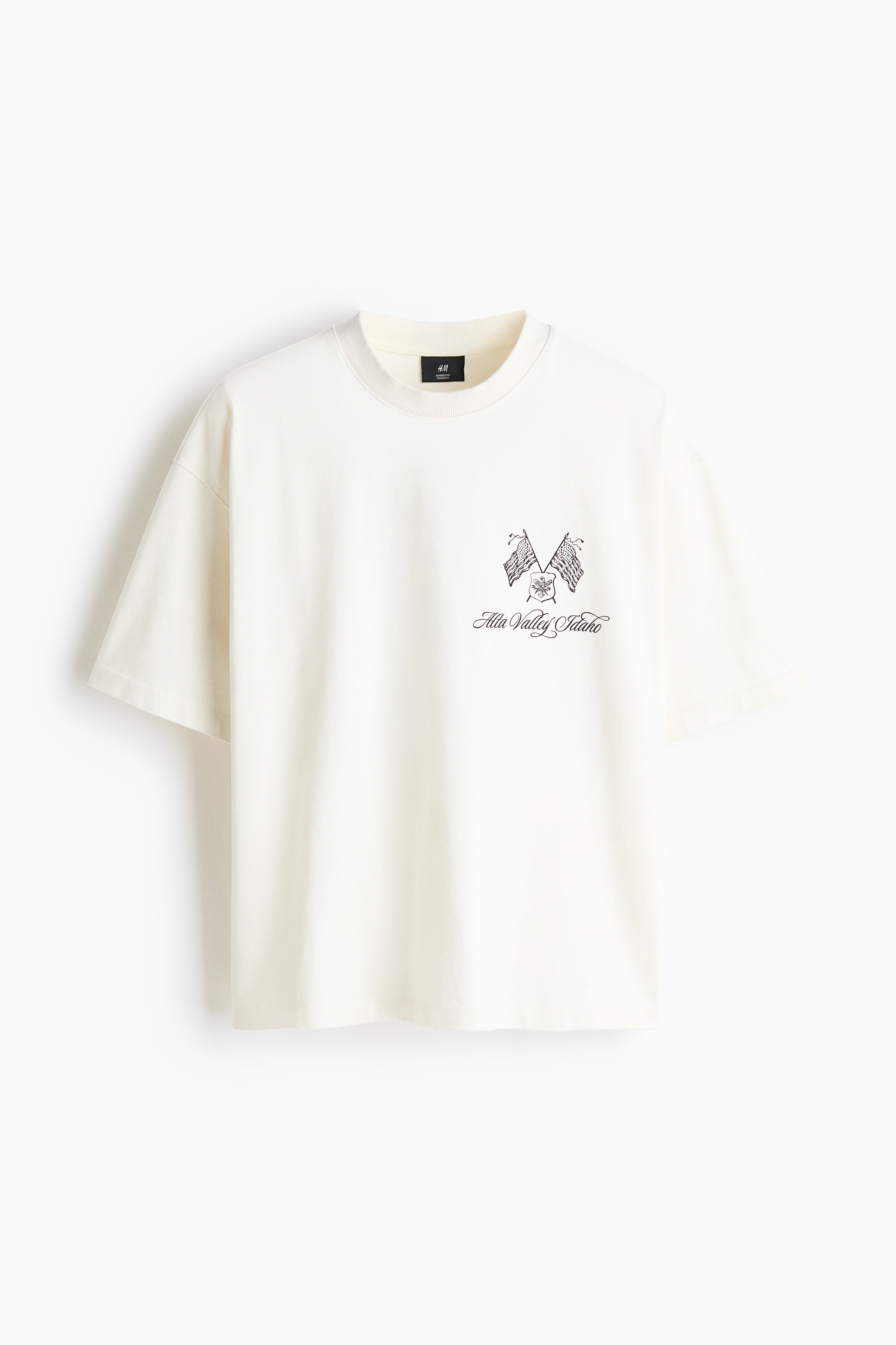 Oversized Boxy Printed Cotton T-Shirt - White/Alta Valley Idaho/Dark taupe/Field Goods