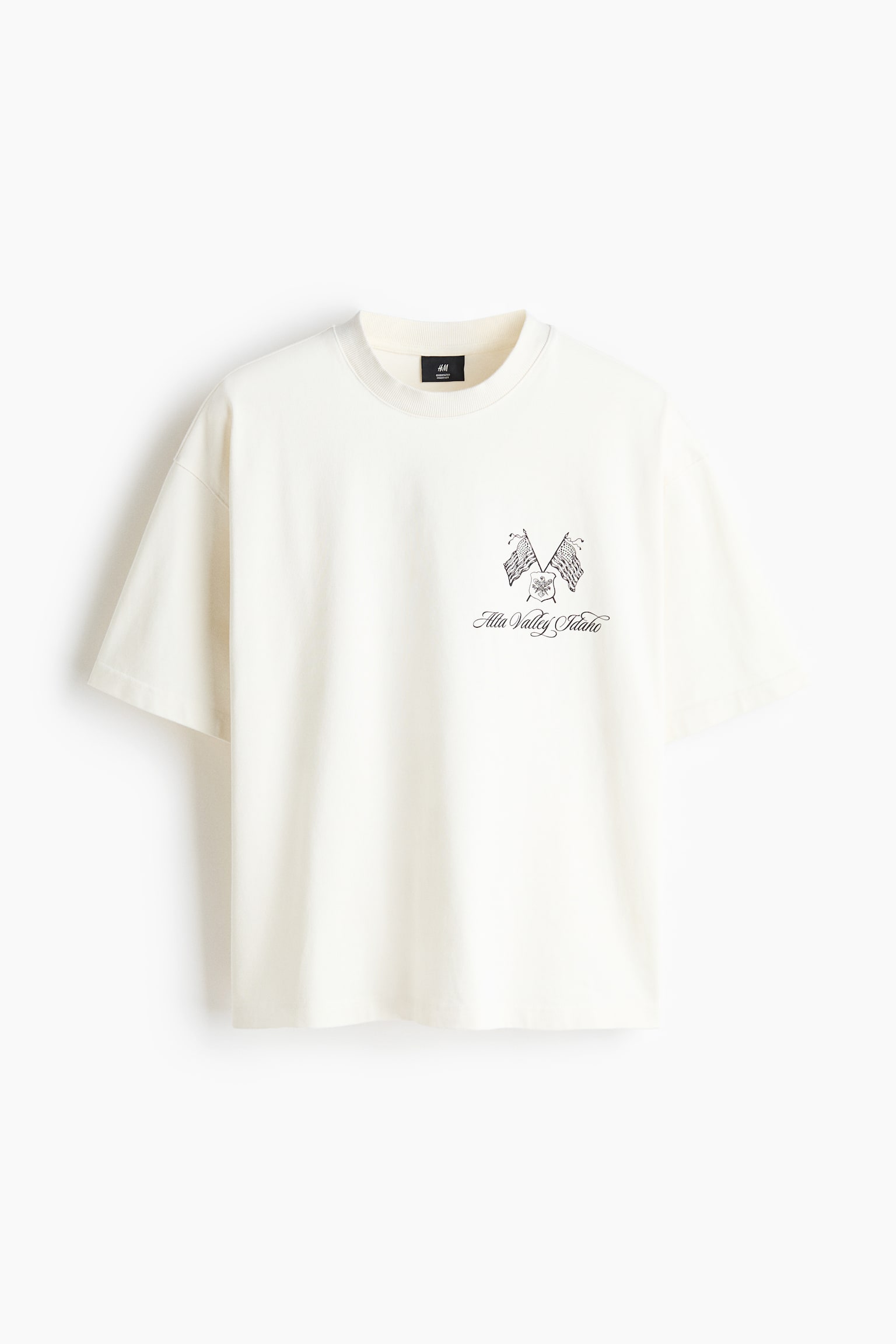 Oversized Boxy Printed Cotton T-Shirt - White/Alta Valley Idaho/Dark taupe/Field Goods - 1
