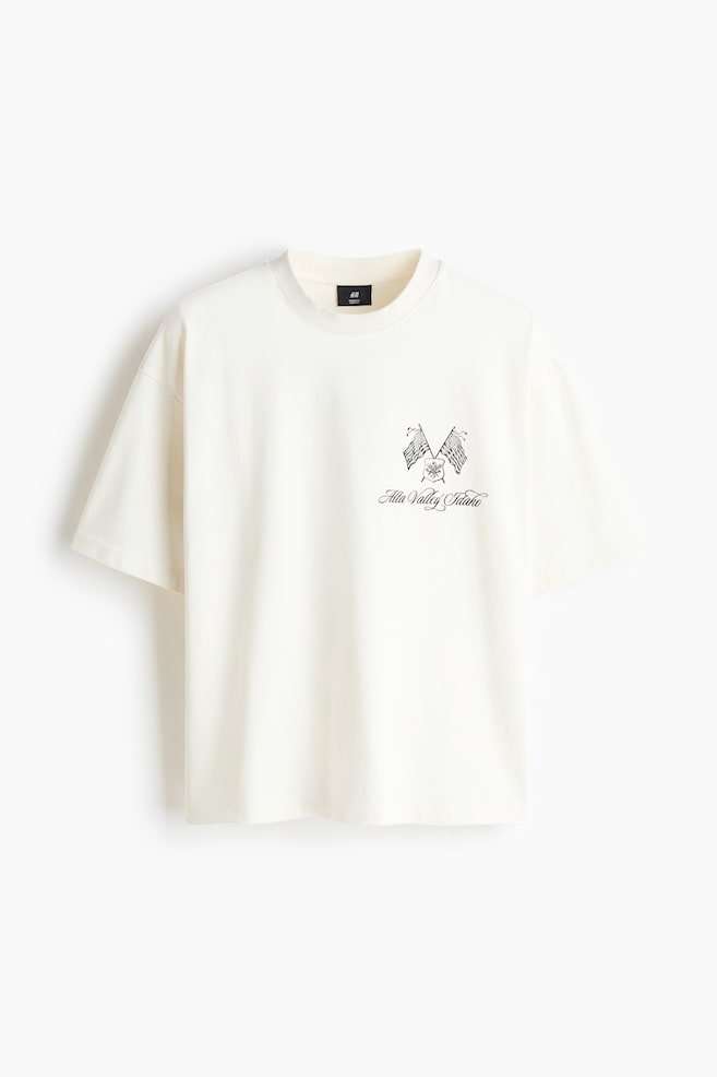Oversized Boxy Printed Cotton T-Shirt - White/Alta Valley Idaho/Dark taupe/Field Goods - 1