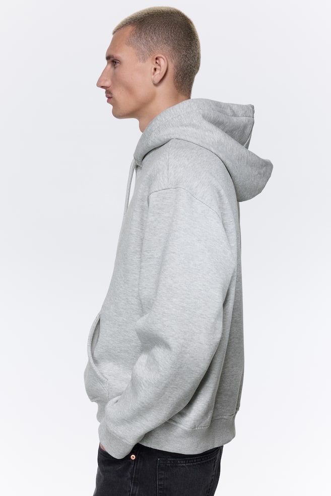 Sudadera con capucha Loose Fit-Gris claro jaspeado - 3