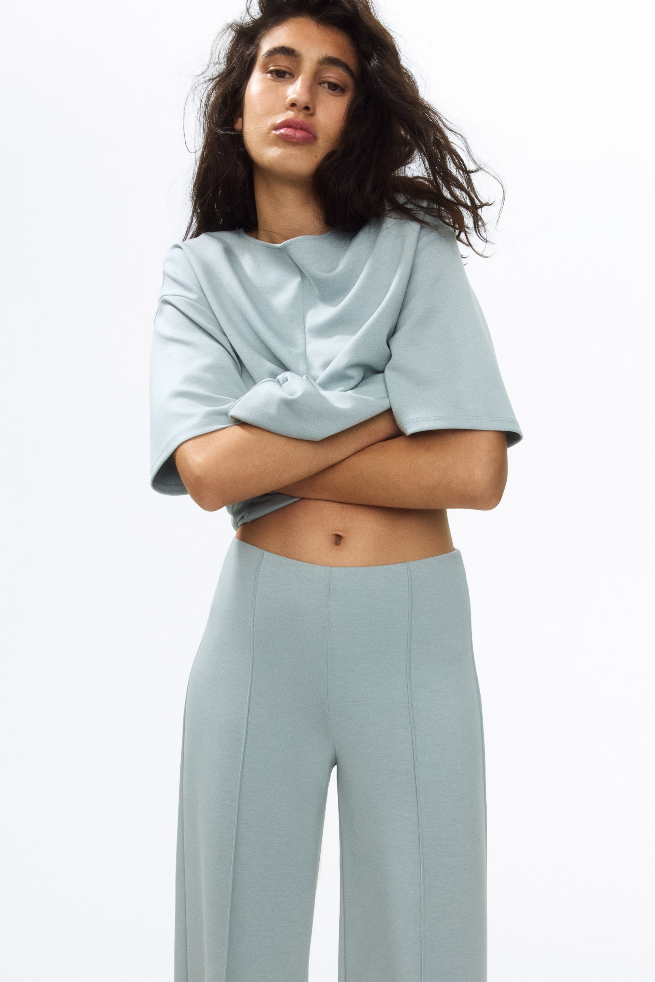 Crease-Front Jersey Pants