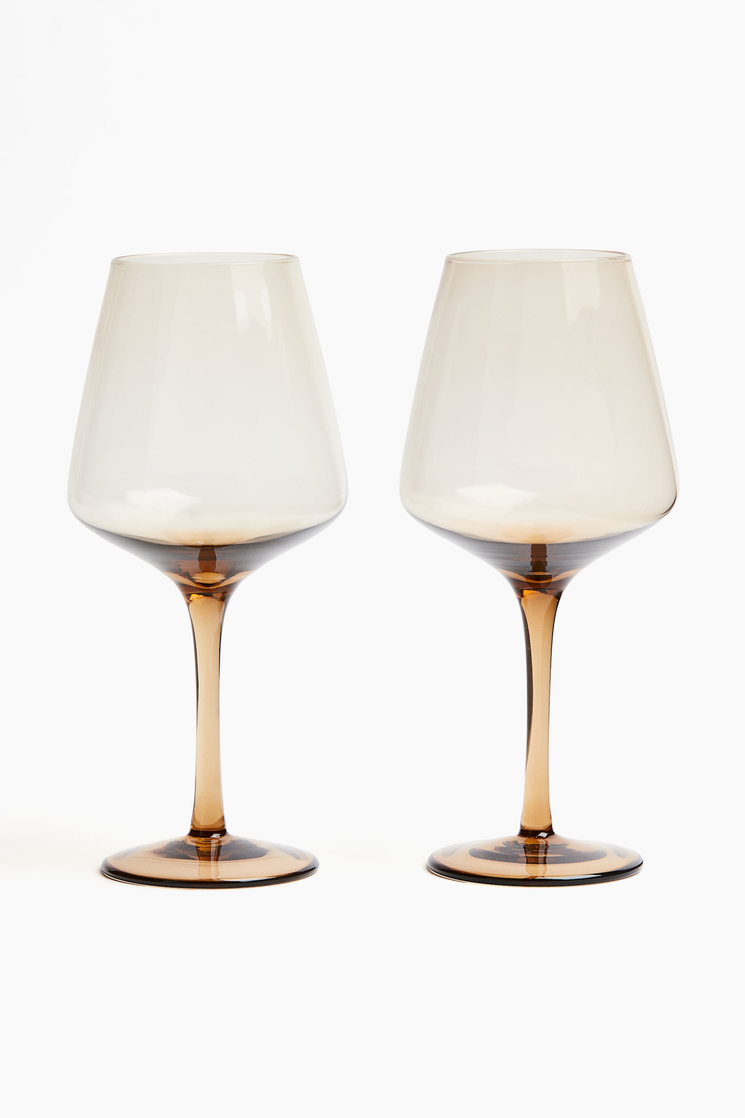 Lot de 2 verres à vin - Beige/Gris foncé/Transparent - 1