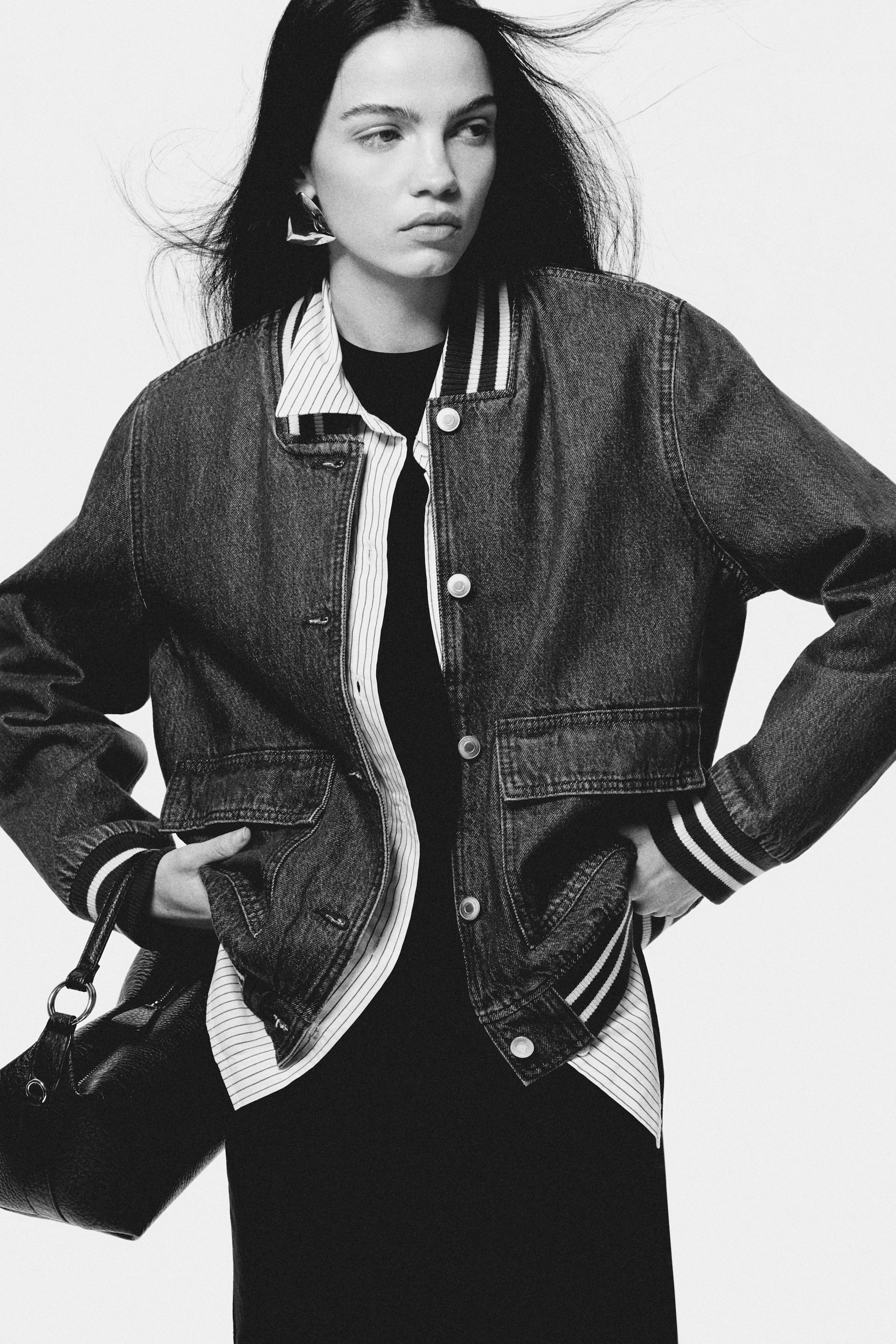 View larger image: Denim baseball jacket - Dark denim blue - Ladies | H&M GB 1