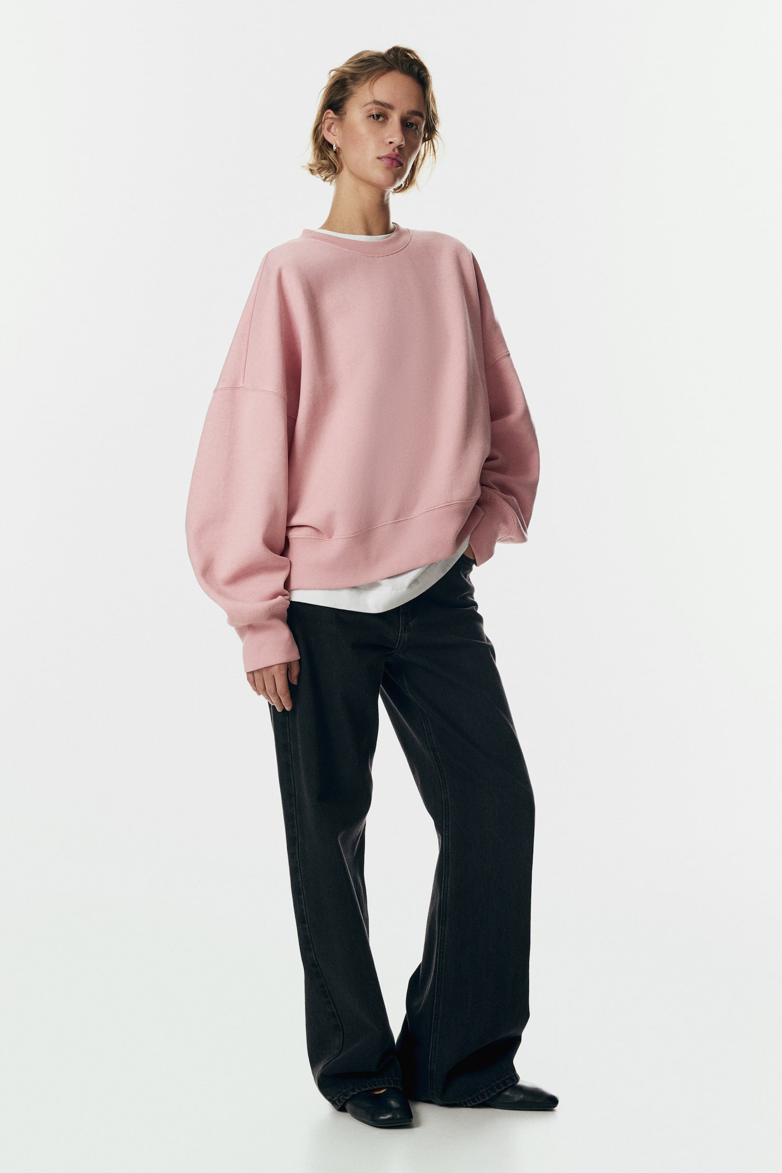 Oversized sweatshirt - Rosa/Marineblå/Gråmeleret/Lysegul - 3
