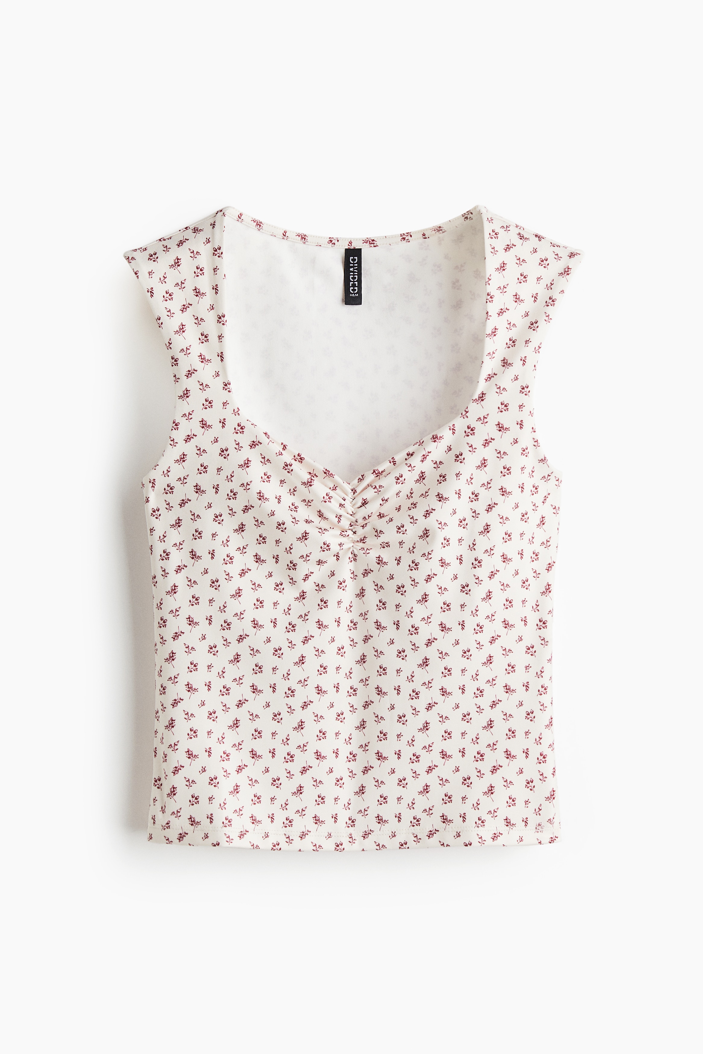 Gathered vest top - Cream/Floral/Bright red/Brown