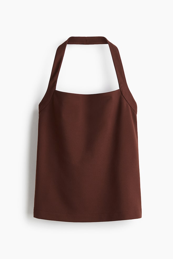Halterneck Top - Dark brown/White - 1