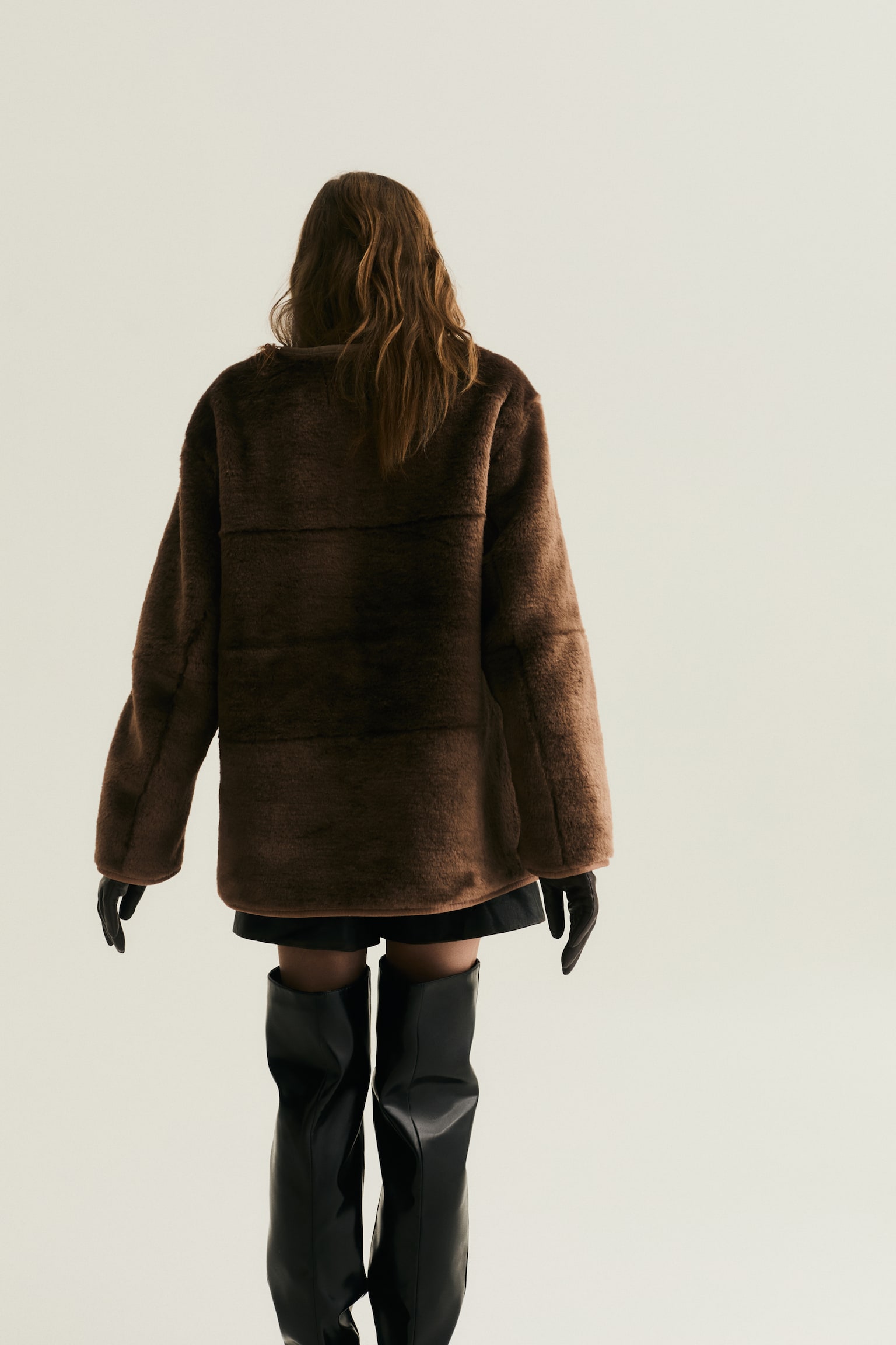 Яке от пухкава материя - Тъмнобежов/Тъмнокафяв/Бежов - 6