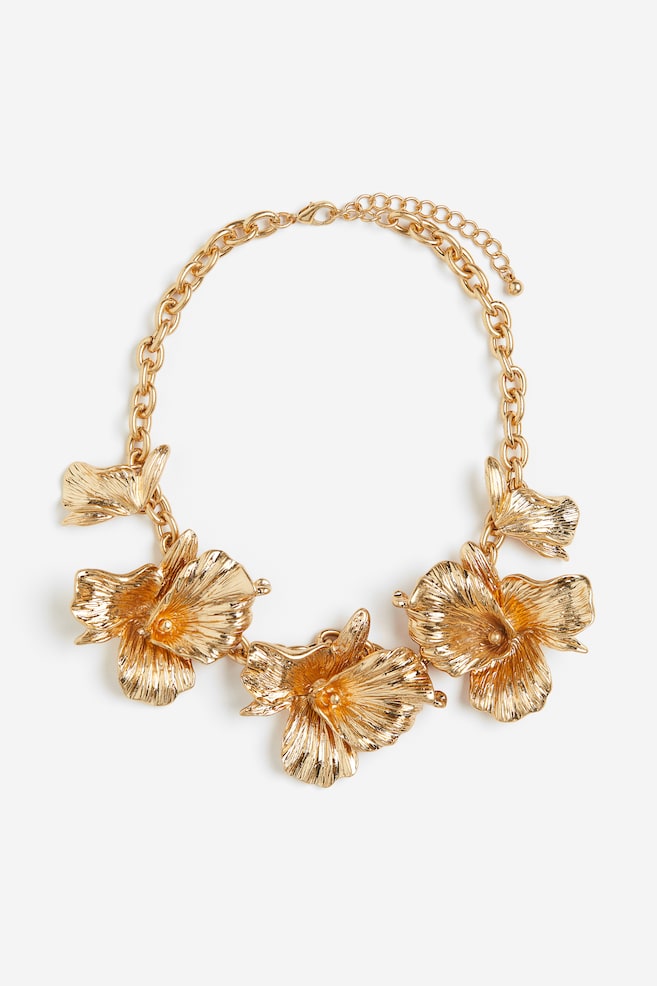 Flower-detail necklace - Gold-coloured - 2