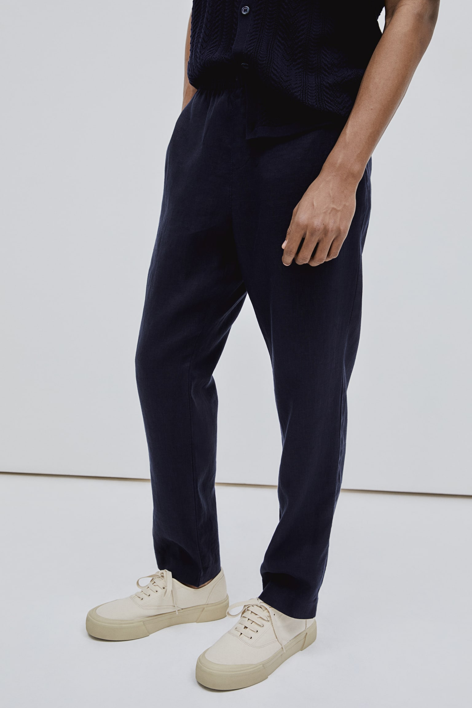 Regular Fit Linen trousers - Navy blue/Black/Cream/Dark sage green/Dark beige - 7