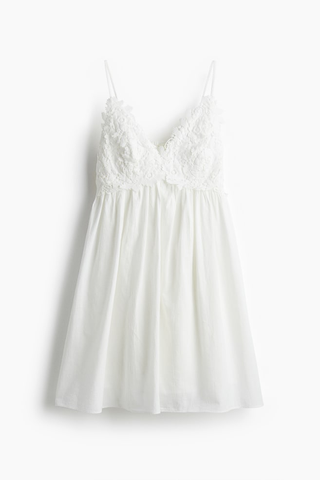 Robe avec broderies - Blanc - 1