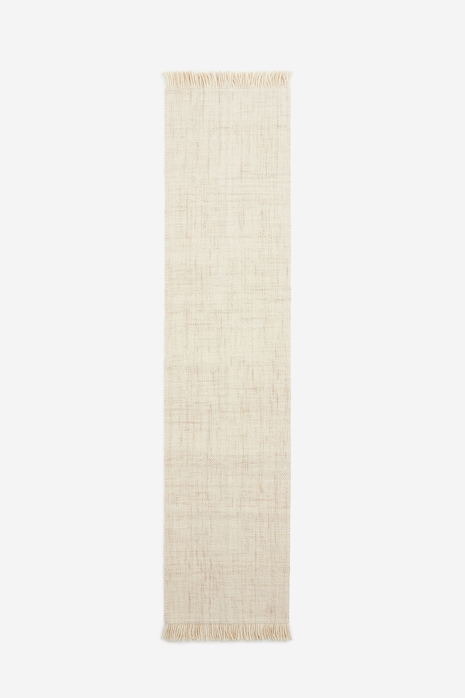 Fringed wool-blend rug - Light beige/Beige