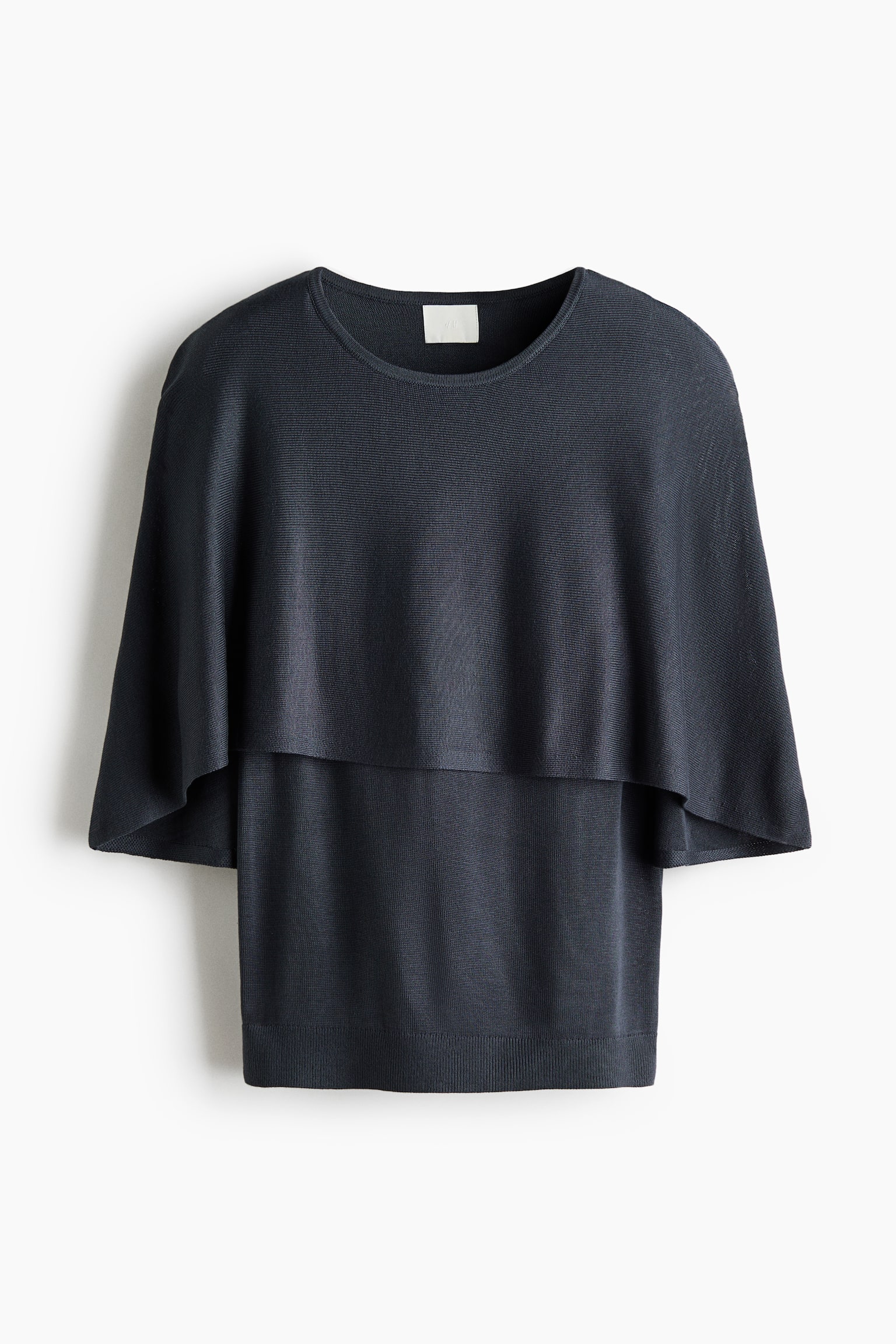 Fine-knit cape top - Dark gray/Light beige/Burgundy - 1