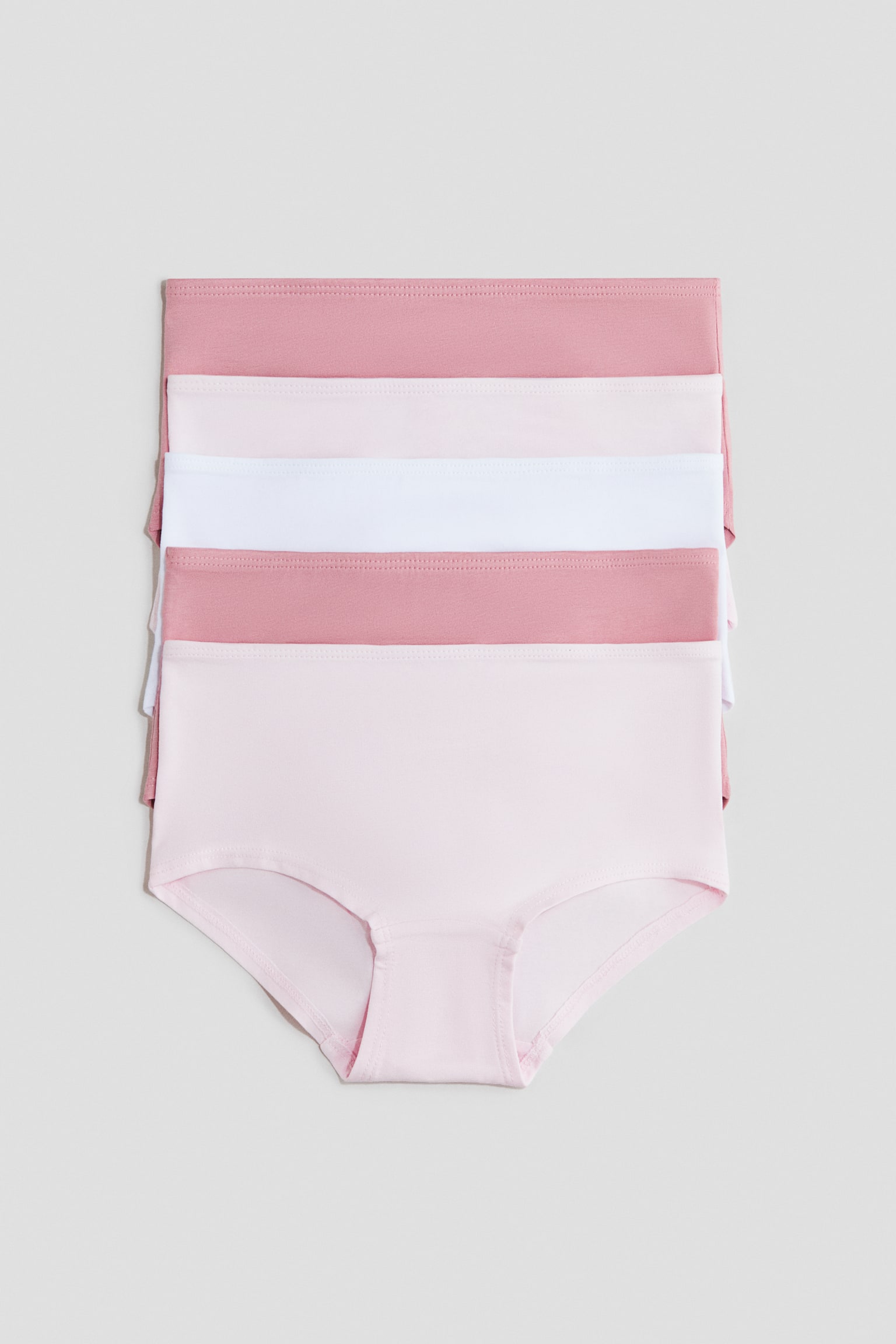 Lot de 5 culottes Hipster en coton - Rose ancien/rose poudré/Blanc/noir