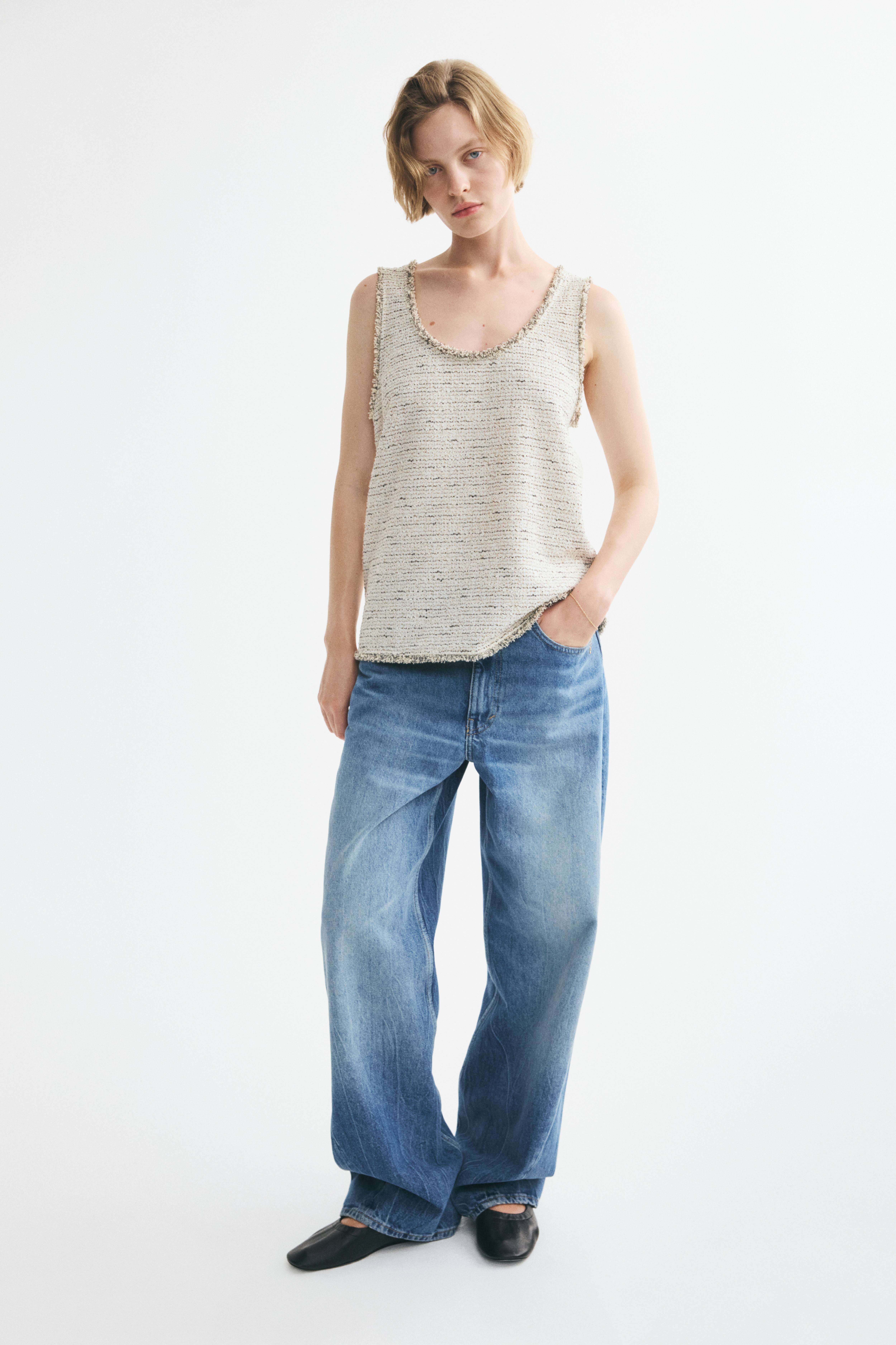 Camisole frangée en tricot bouclé