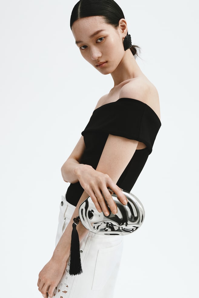 Pochette asymétrique en métal - Argenté - 3