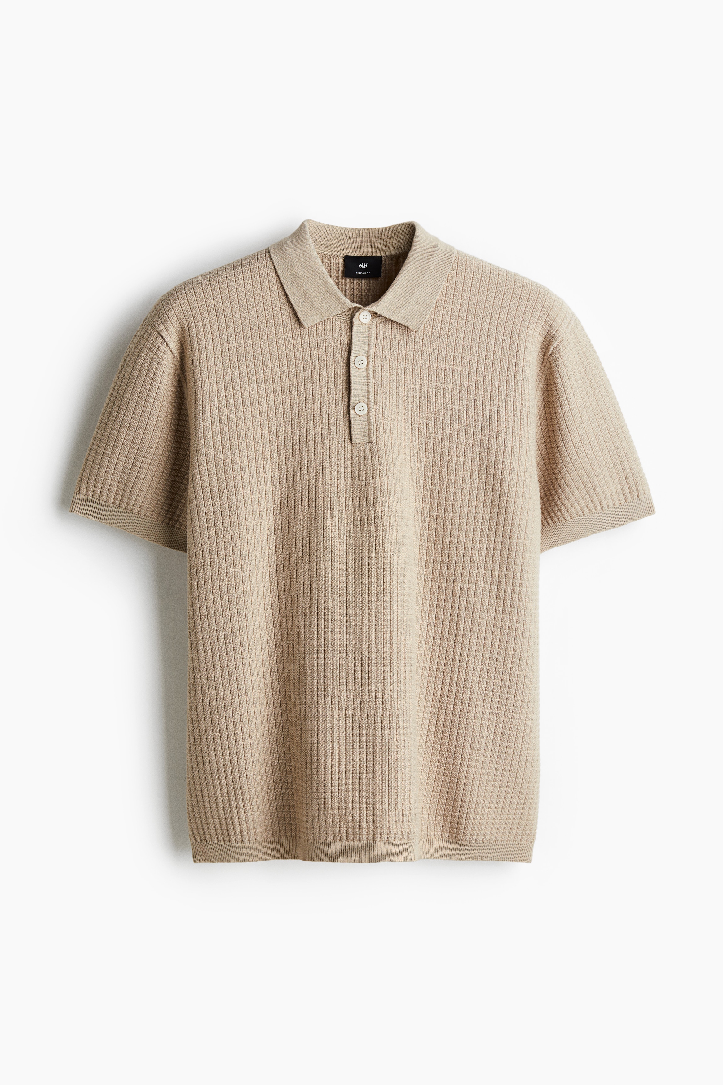 Regular Fit Textured-Knit Polo Shirt - Beige/White/Navy blue/Navy blue/White