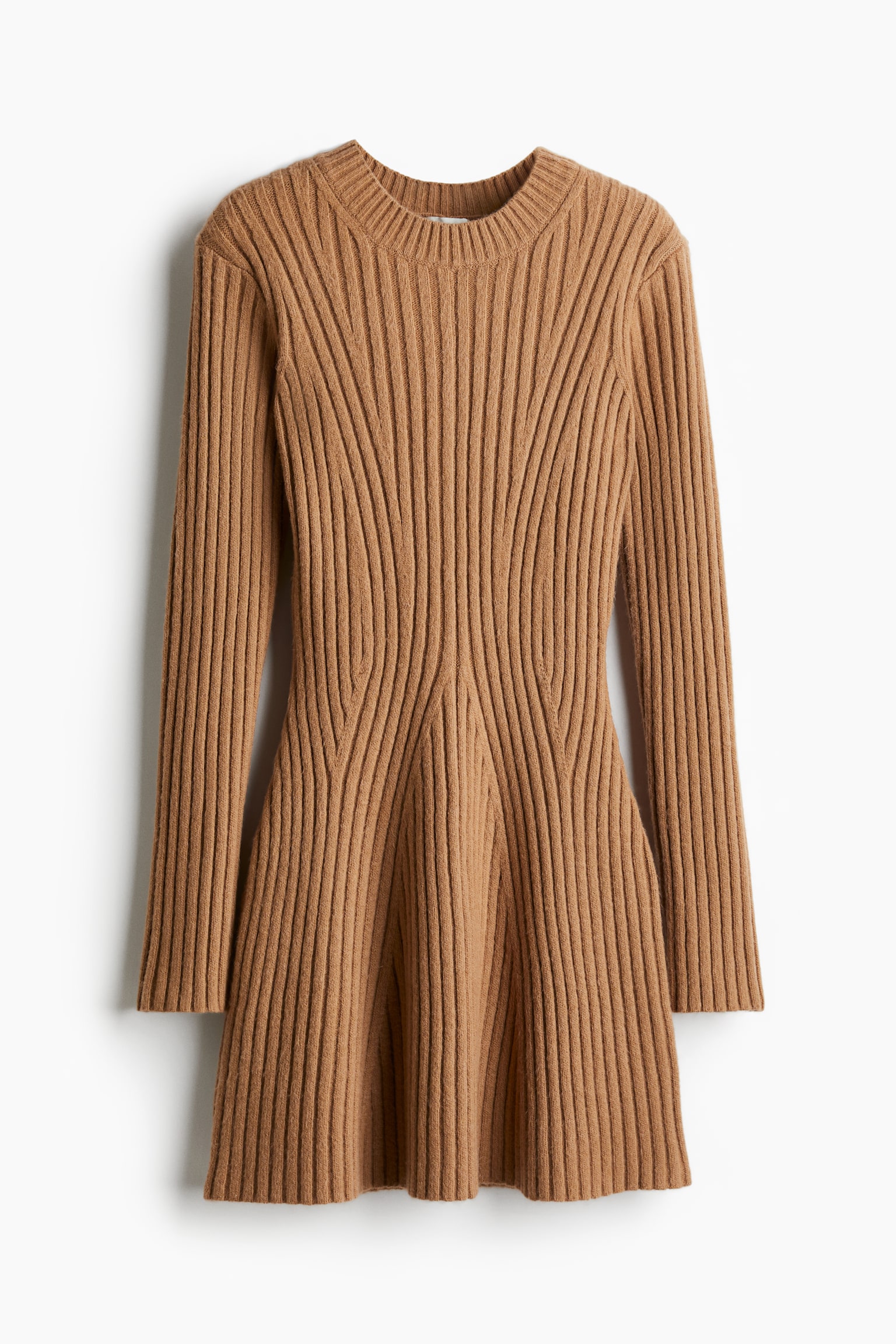 Rib-knit dress - Light brown/Dark khaki green/Grey marl/Light beige marl - 2