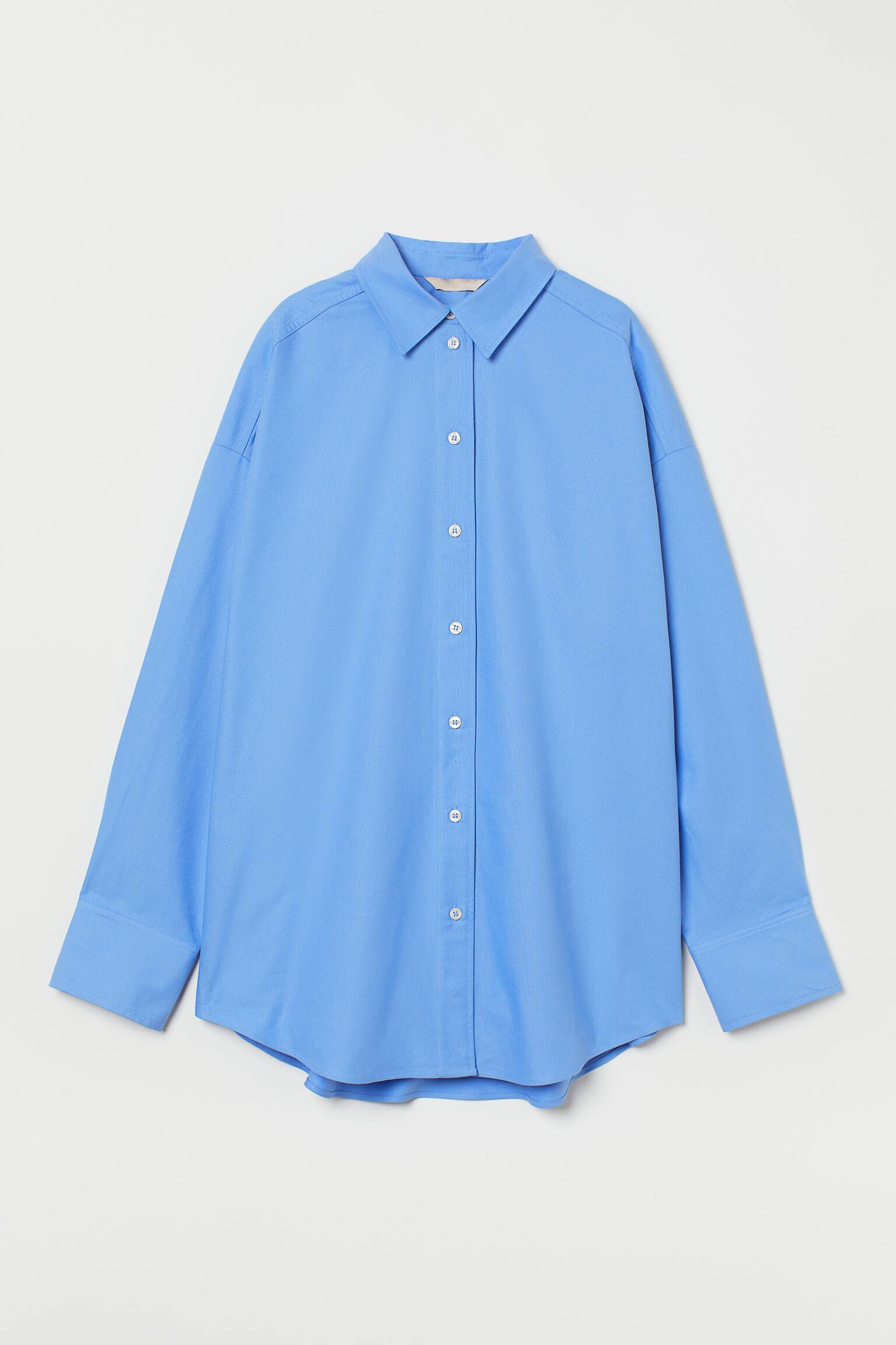 Oversized cotton shirt - Light blue