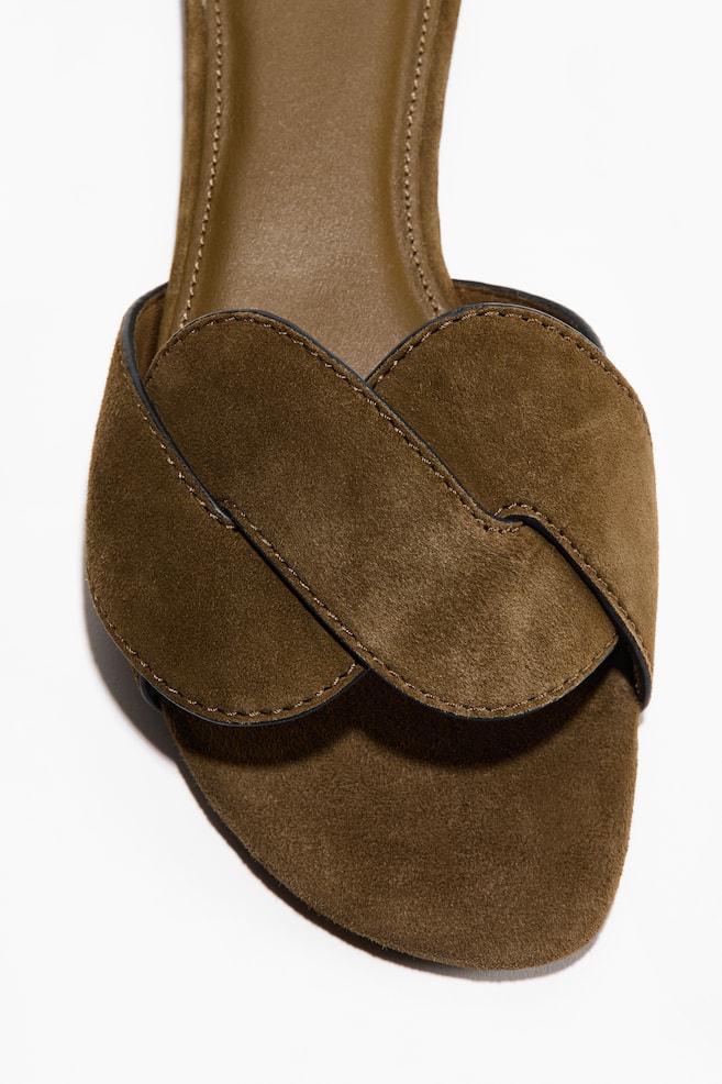Sandales en cuir - Vert kaki foncé/Bleu ancien clair/Taupe clair/Marron - 4