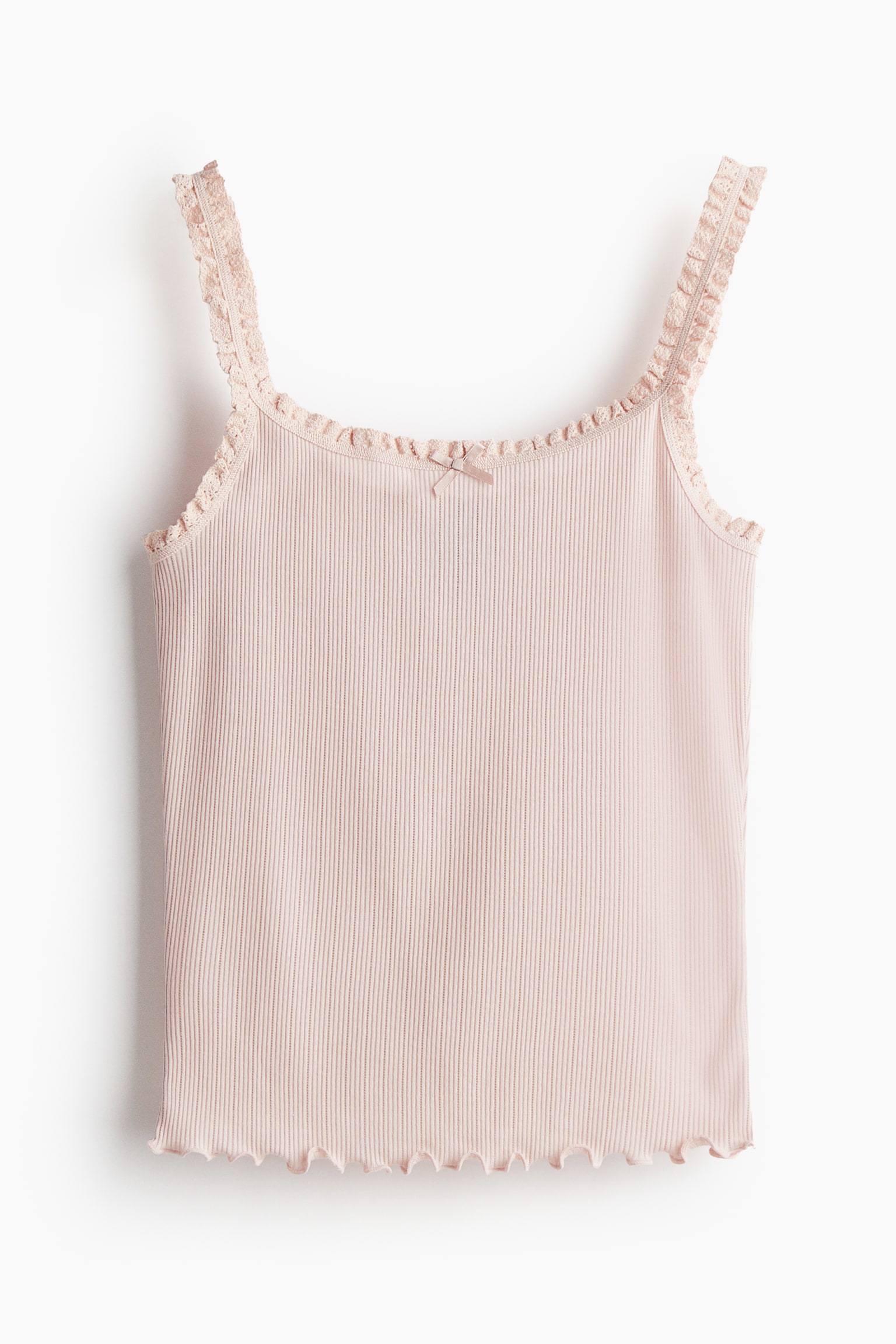 Lace-trimmed jersey strappy top - Light pink/Black/Striped/Cream/Floral/Light dusty pink/Floral/Light purple - 1