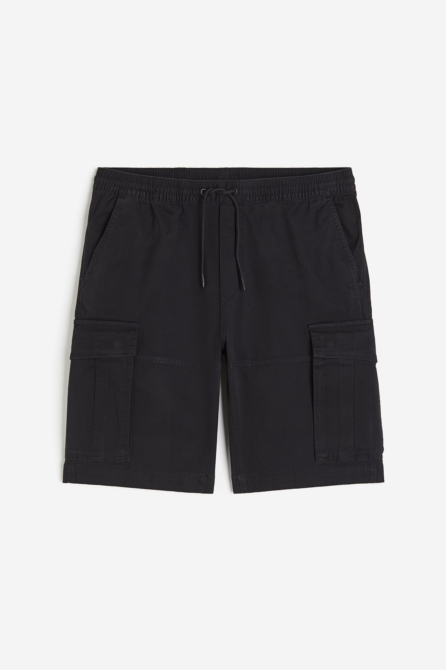 Regular Fit Cotton cargo shorts - Black/Light beige - 2