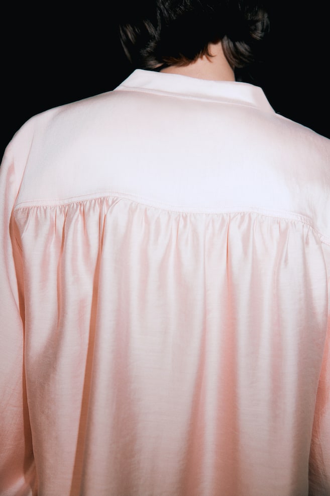 Lyocell popover blouse - Powder pink/Cream - 3