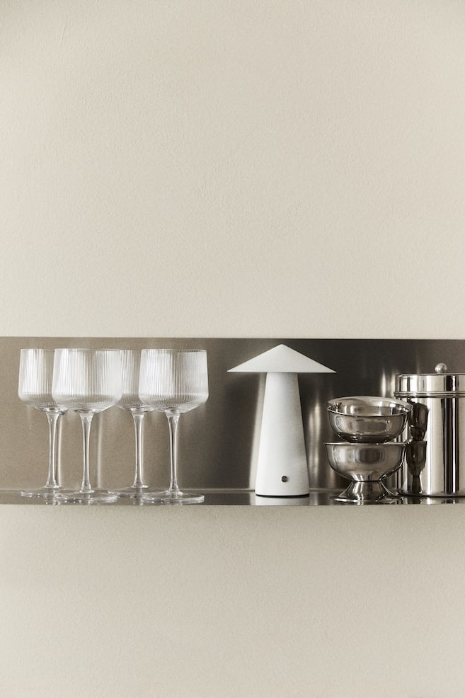 Set van 4 wijnglazen van ribbelglas - Helder glas - 2