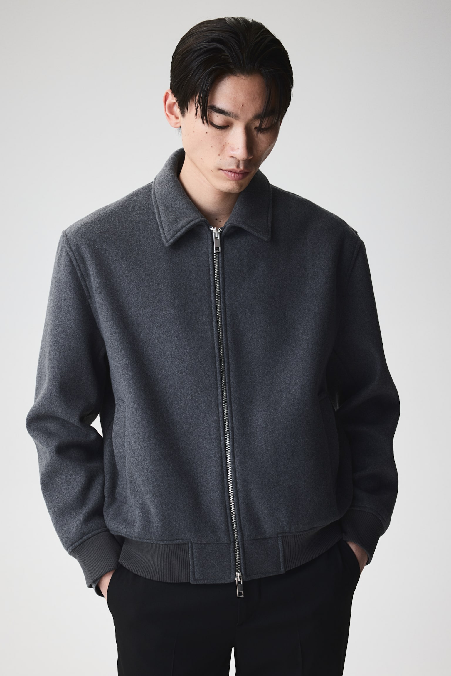 Wool-blend jacket - Dark grey/Navy blue - 3