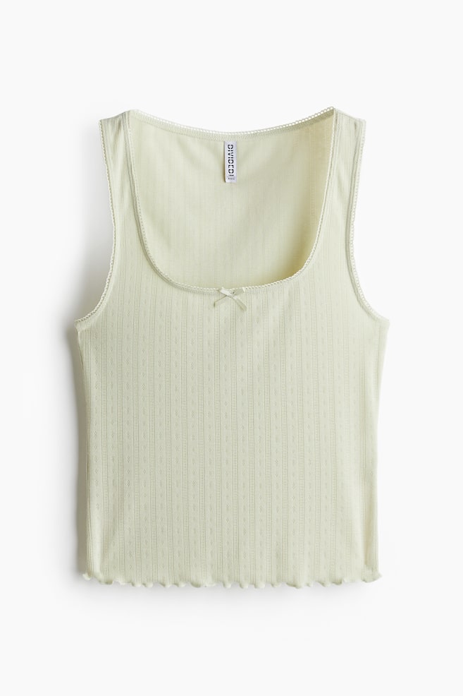 Pointelle jersey vest top - Light green/White/Striped - 1