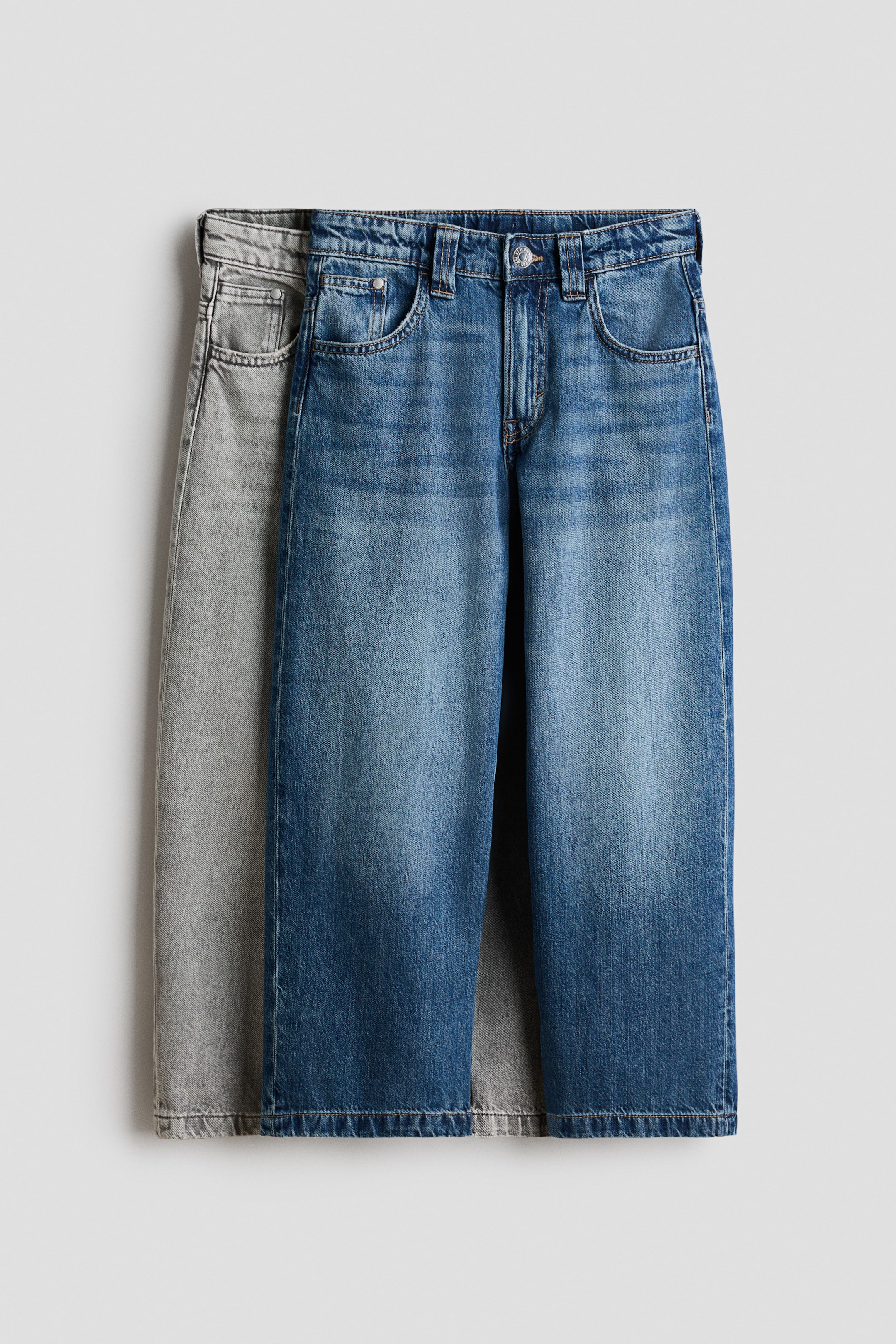 Переглянути збільшене зображення: 2 пари Baggy Fit Jeans - Сірий денім/блакитний денім - Kids | H&M UA 1