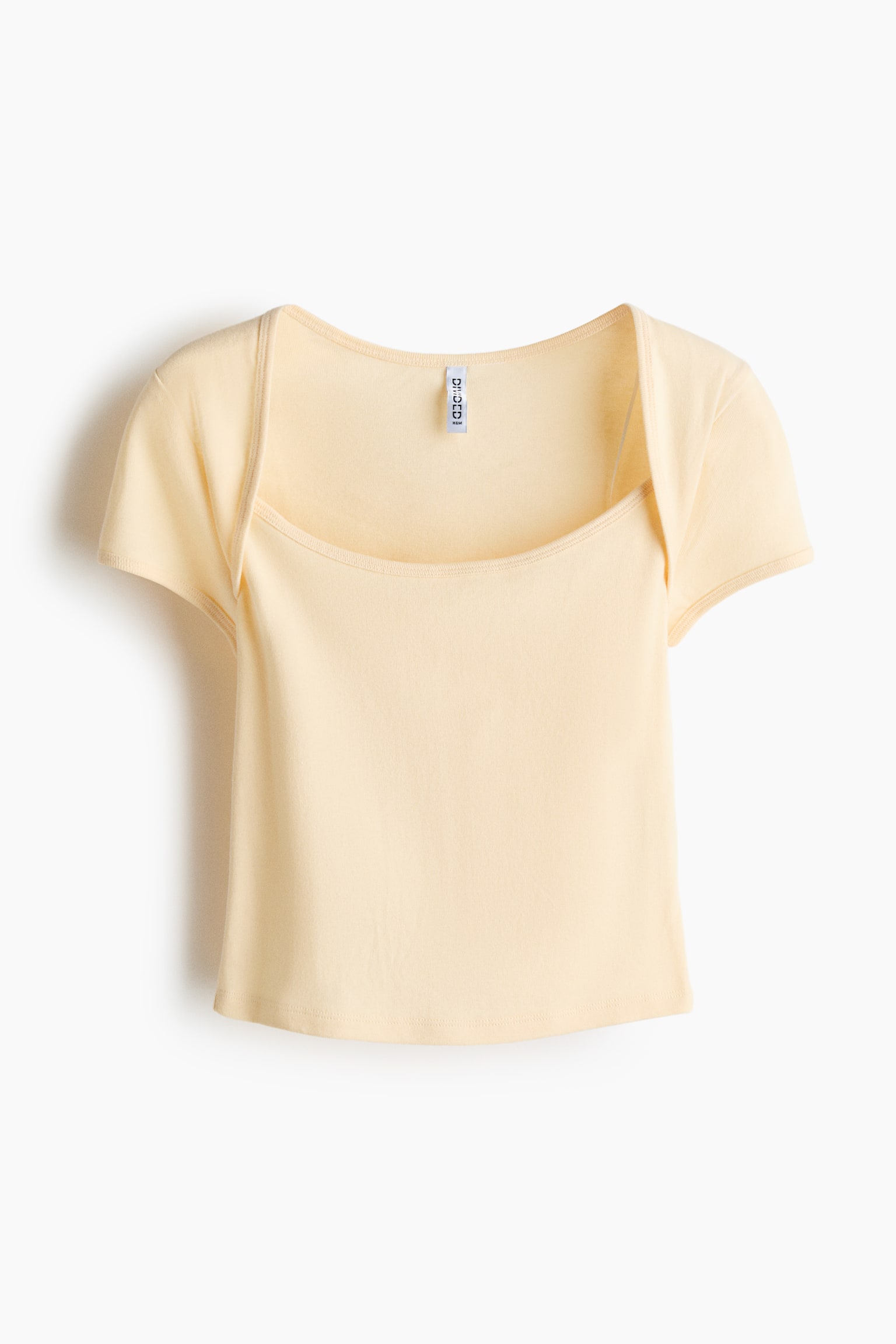 Top de algodón con escote de ojal - Amarillo claro/Azul oscuro/Verde tenue claro/Café oscuro - 1