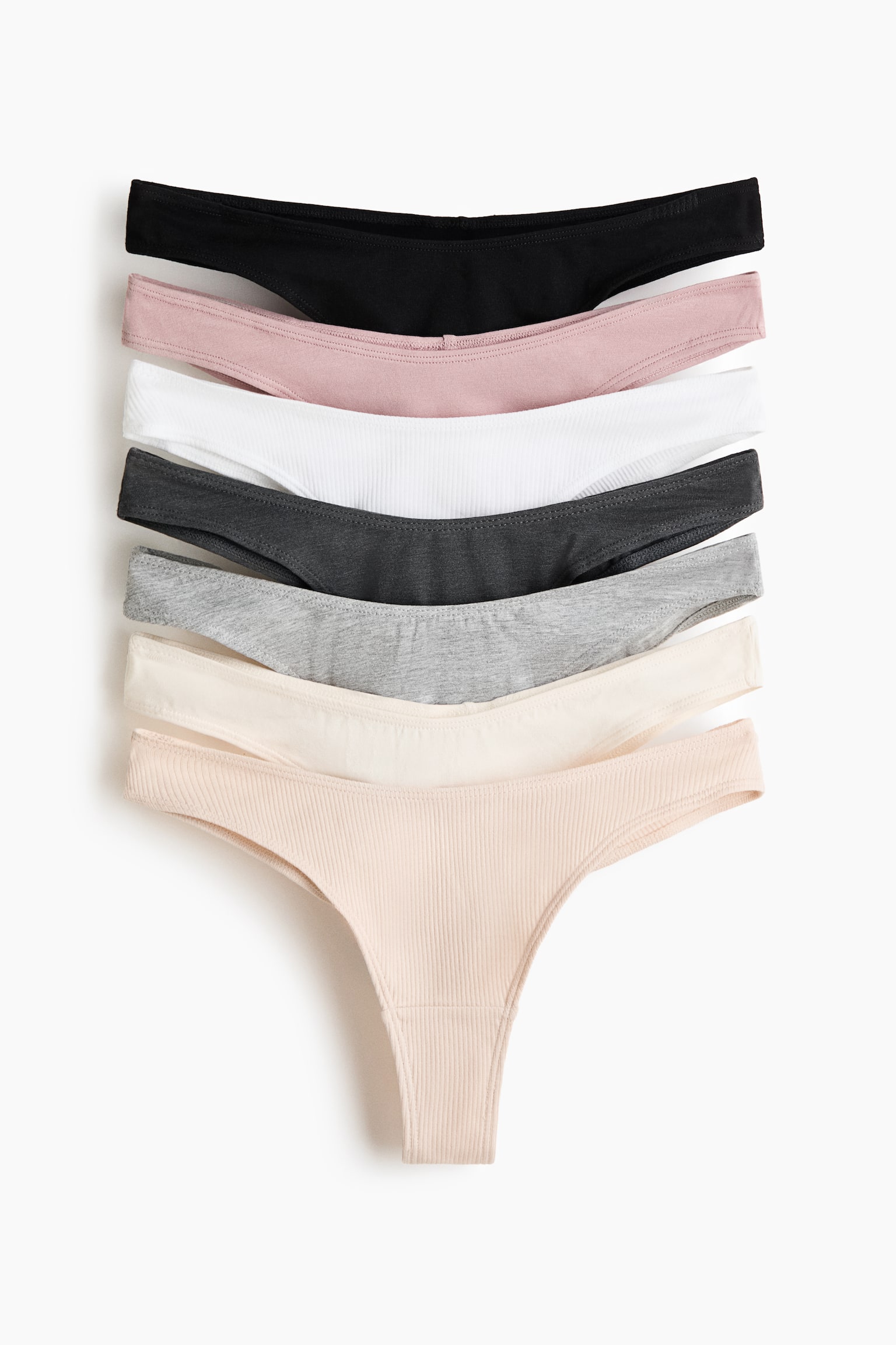 Set van 7 katoenen slips - Brazilian - Lichtbeige/roze/zwart/Lichtturkoois/wit/Bordeauxrood/dusty groen/Lichtbeige/dusty roze/wit/Poederroze/donkerblauw