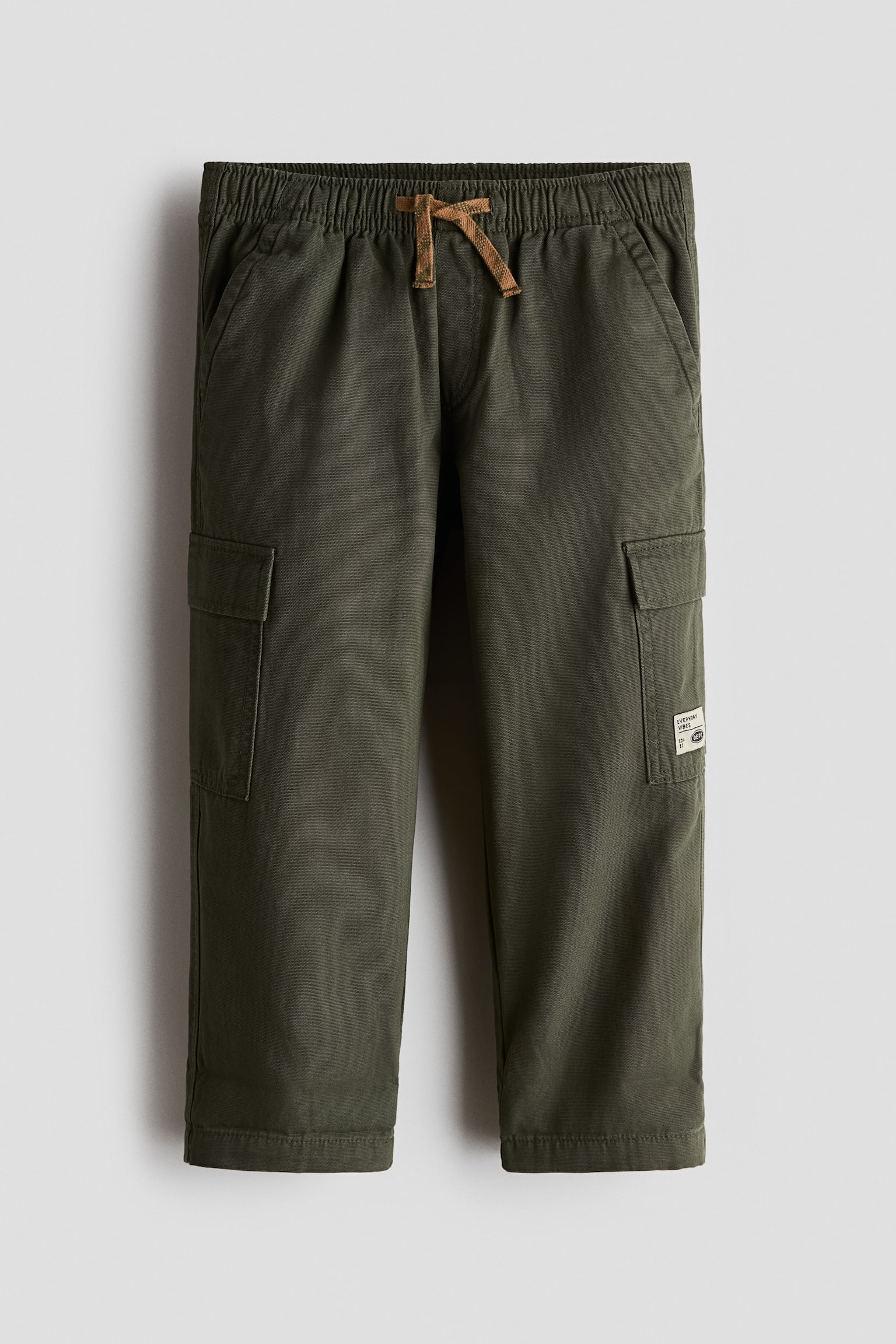 Cotton Cargo Joggers - Dark khaki green/Beige - 1
