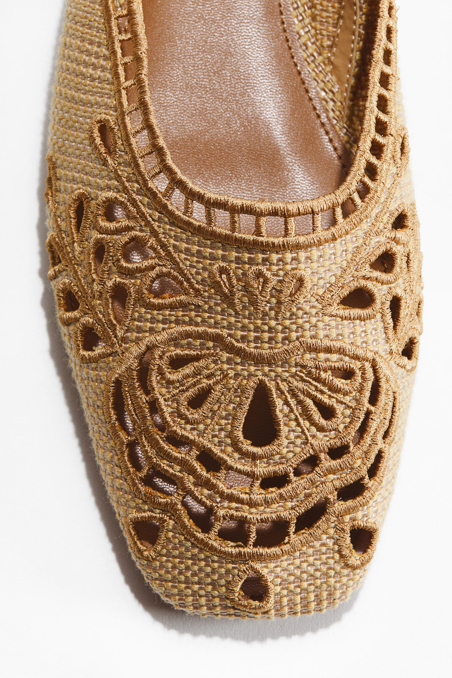 Broderie anglaise slingbacks - Dark beige/Cream - 2