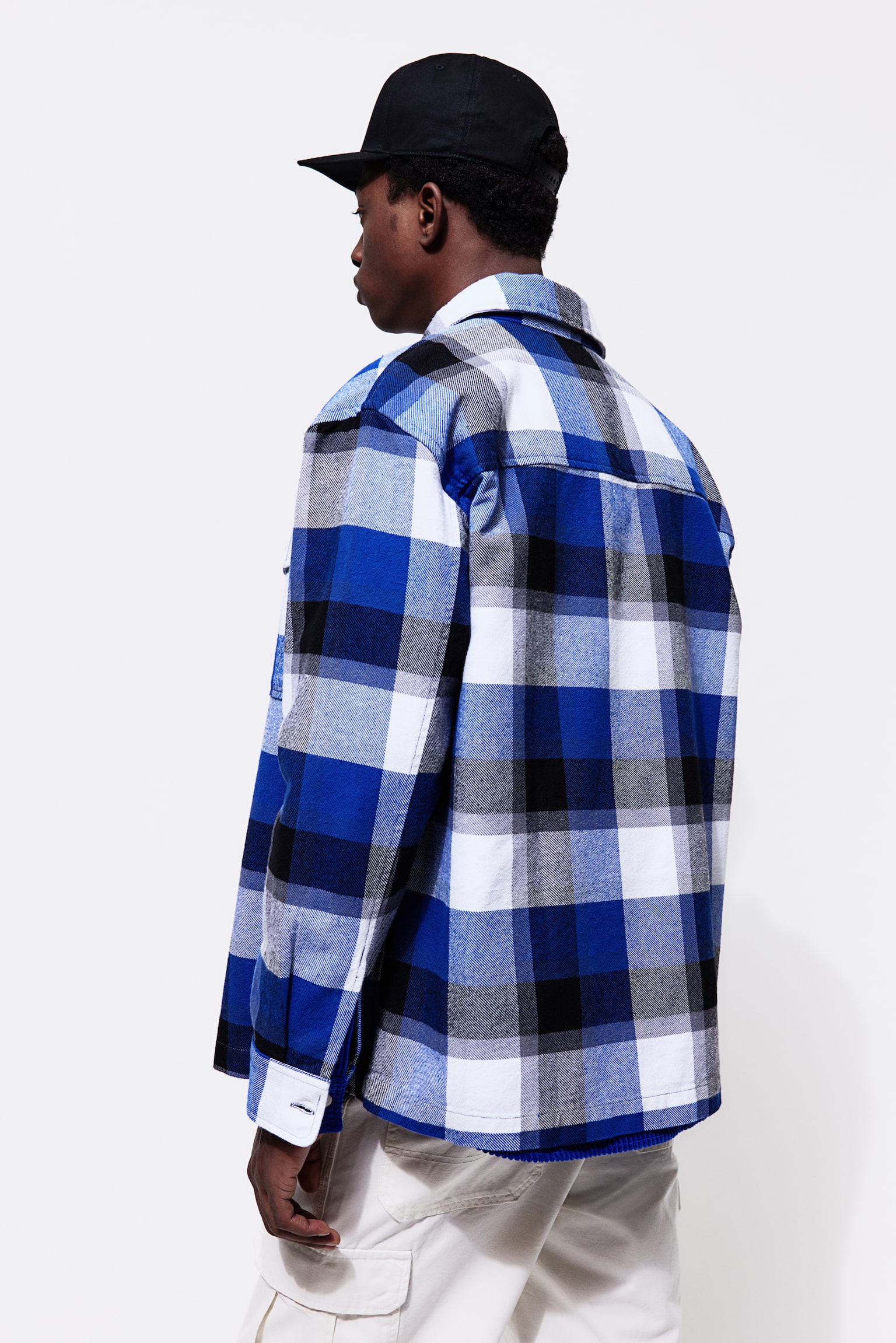 Loose Fit Twill overshirt - Blue/Checked - 3