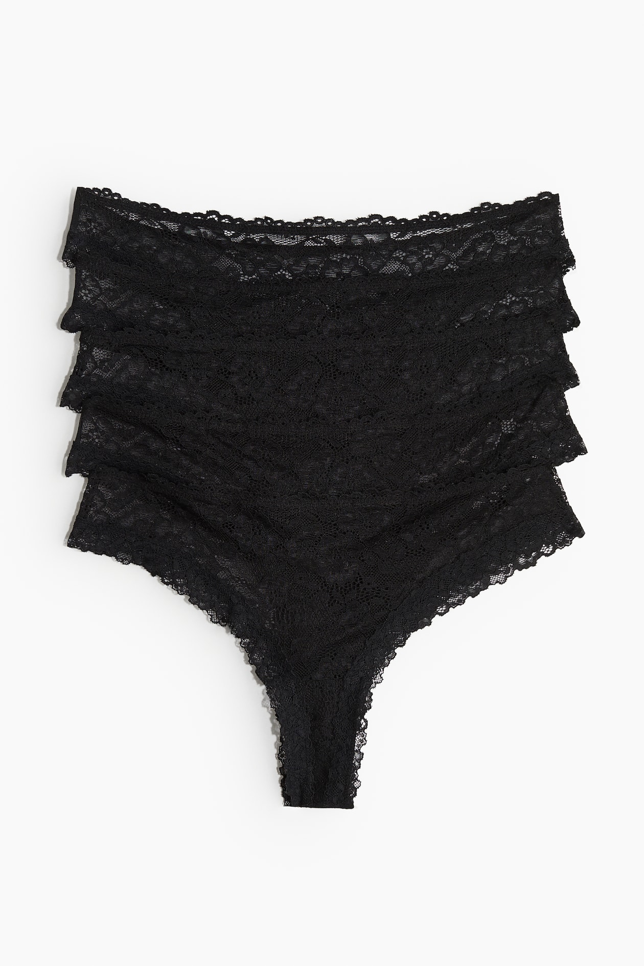 Pack de 5 bragas Brazilian de encaje Talle bajo Negro MUJER H&M ES