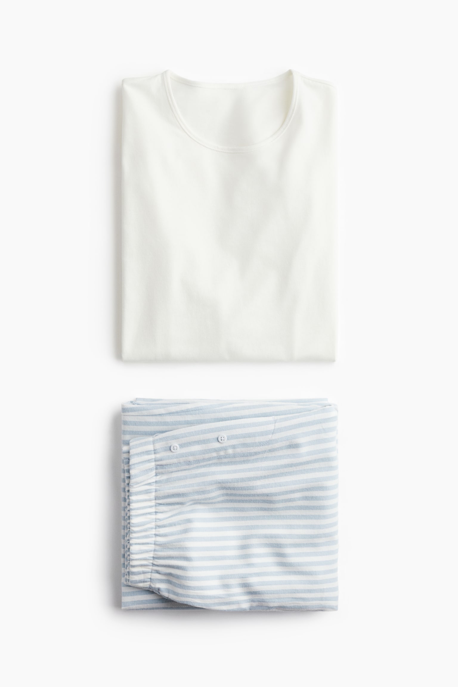 Pyjamas - White/Light blue striped/Light grey marl/Striped - 4