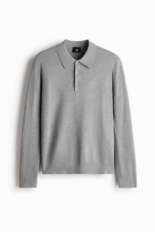 Regular Fit Fine Knit Polo Shirt - Grey marle/Blue/Light beige/Navy blue/Beige/Dark beige/Dark blue/Black/Brown - 1