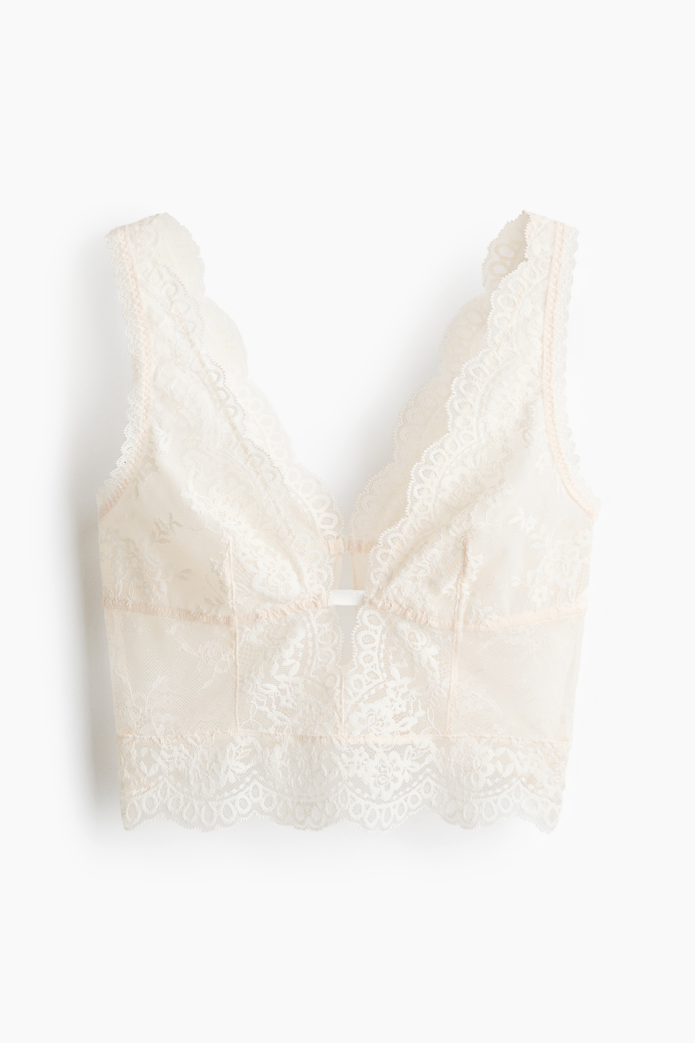 Kanten bralette - Roomwit/Donkerbruin