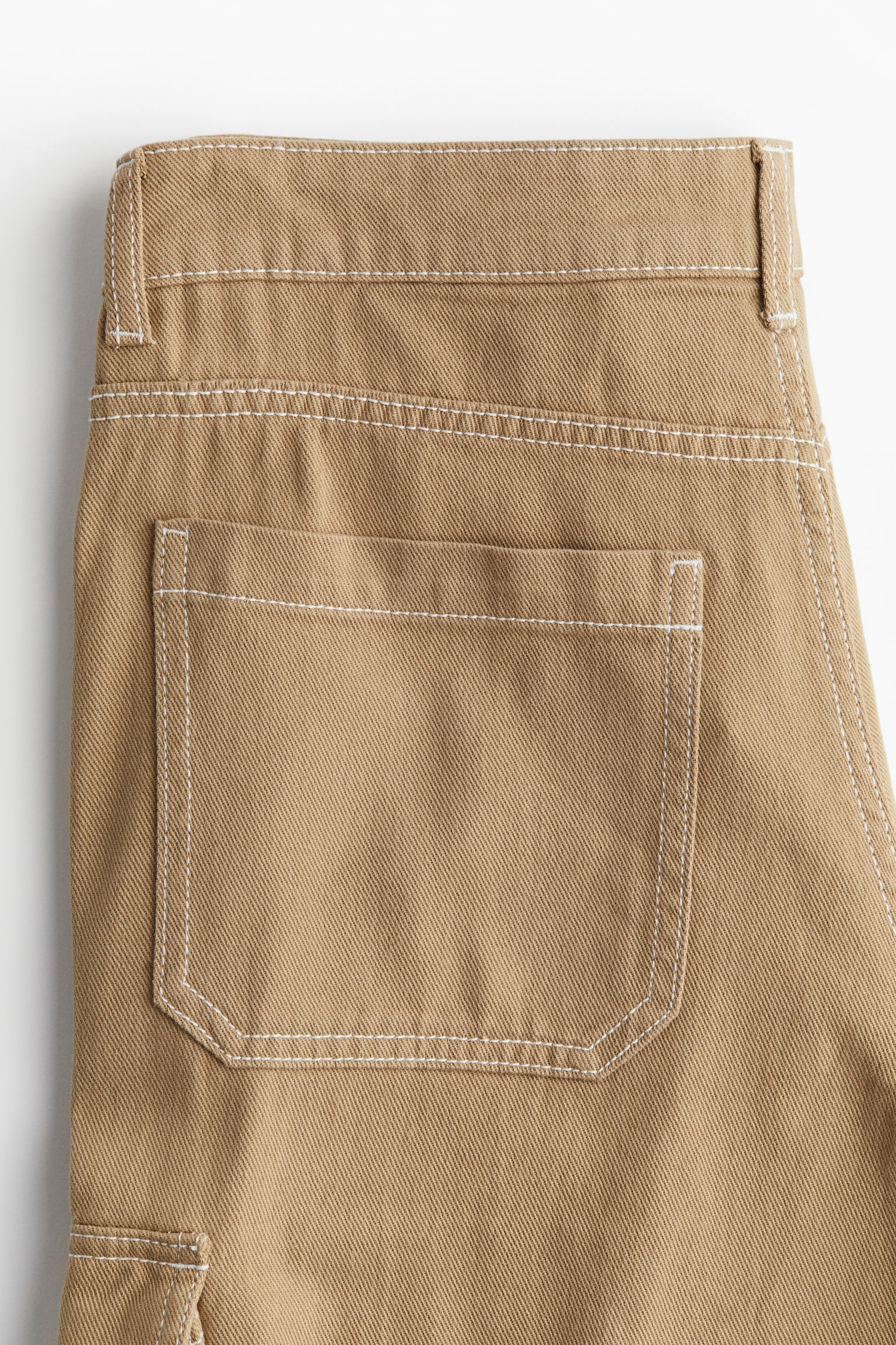 Wide cargo trousers - Beige/Dark khaki green/Brown - 5