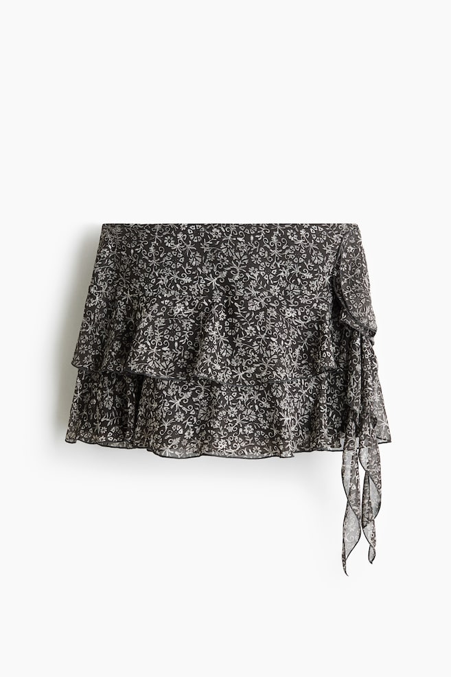 Tiered Draped-Panel Skirt - Dark gray/floral/Beige - 1