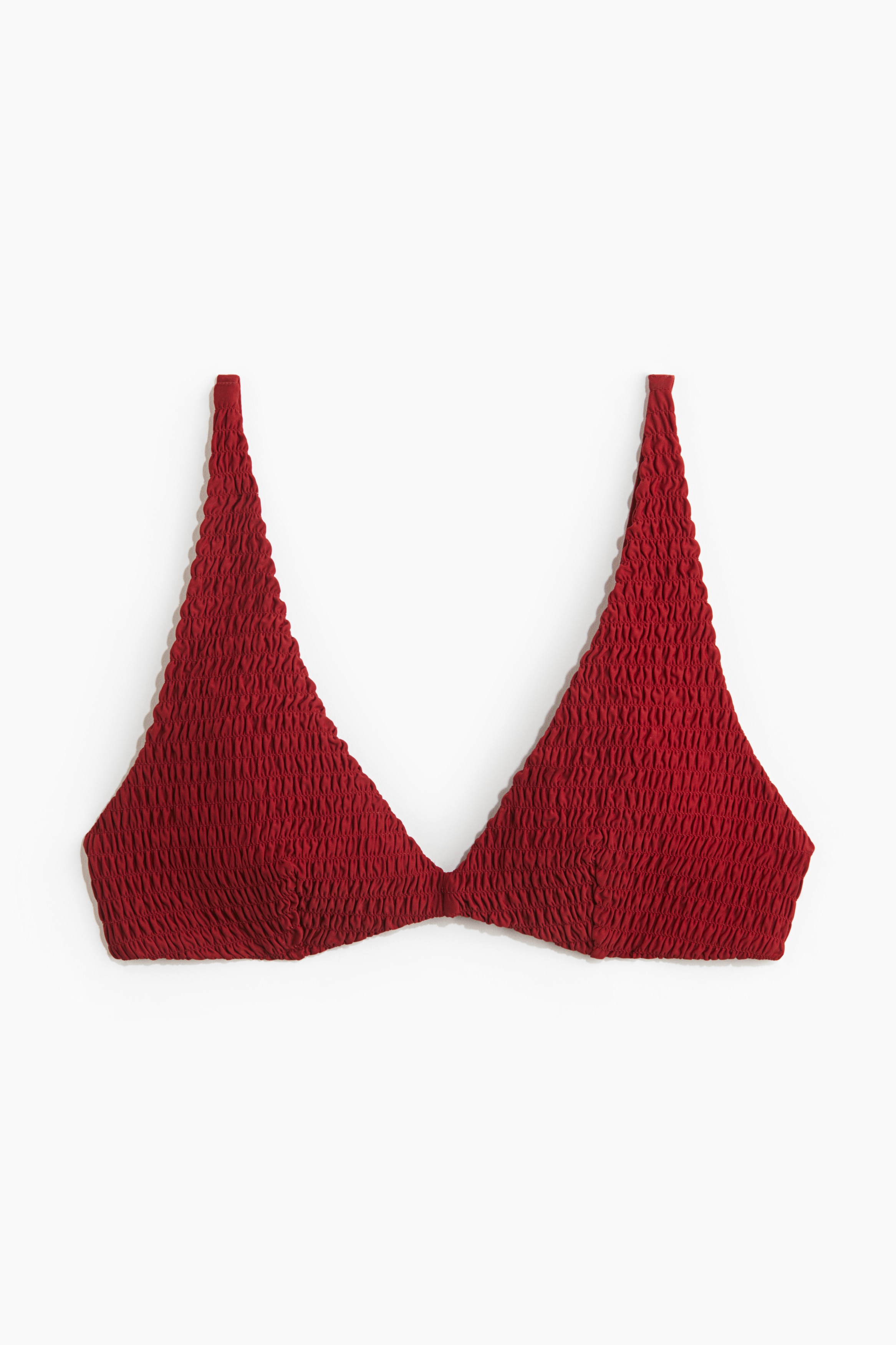 Gesmoktes Triangel-Bikinitop - Dunkelrot
