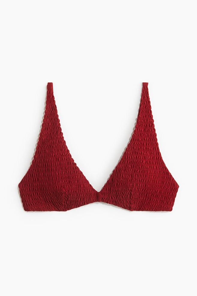 Gesmoktes Triangel-Bikinitop - Dunkelrot - 1